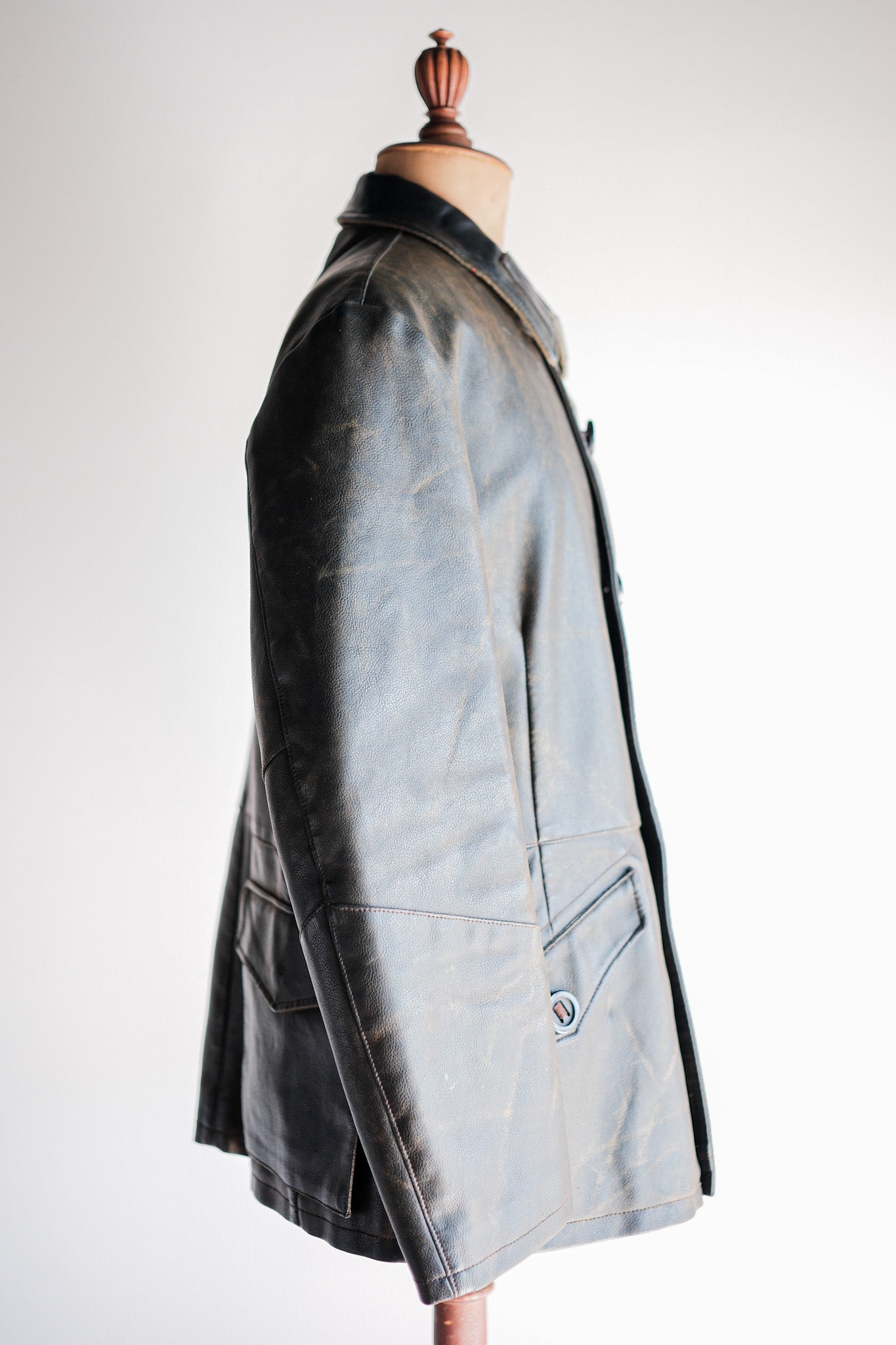 【~90’s】Old ARMANI JEANS M-59 Type PVC Leather Jacket