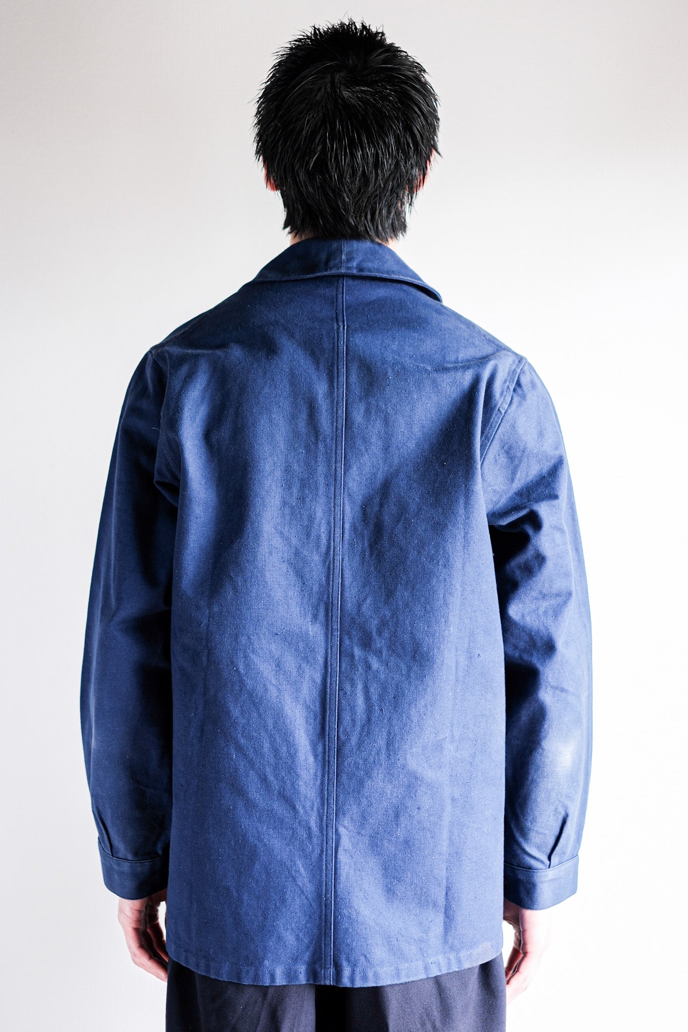 【~50's】French Army Blue Cotton Linen Twill Work Jacket