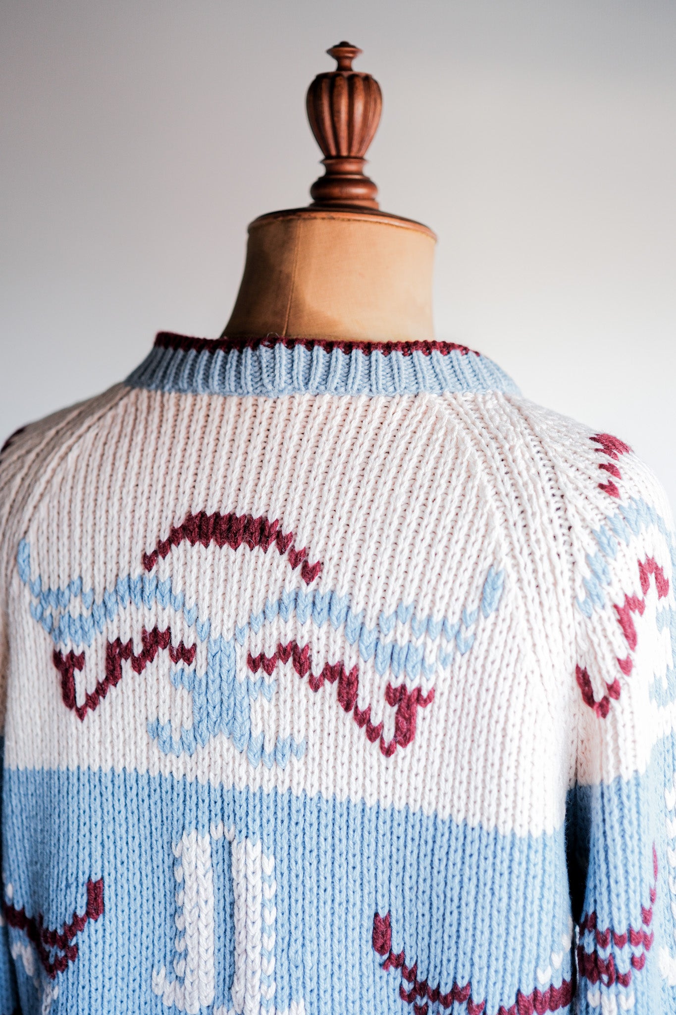 【~60's】British Vintage Fisherman Crew Neck Wool Jumper "Handmade"