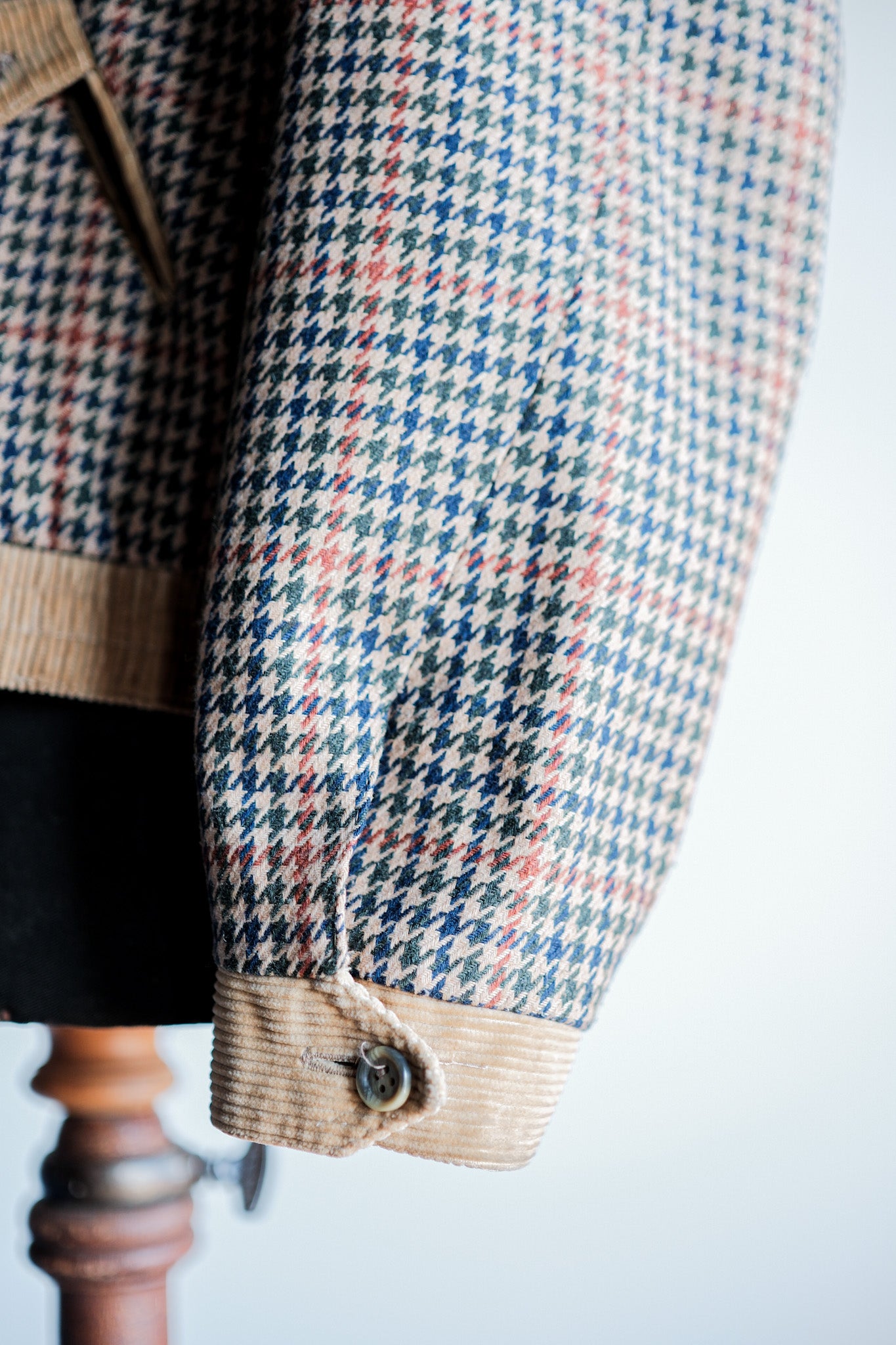 【~70's】British Vintage Houndstooth Wool Mix Jacket Size.38R "JAEGER"