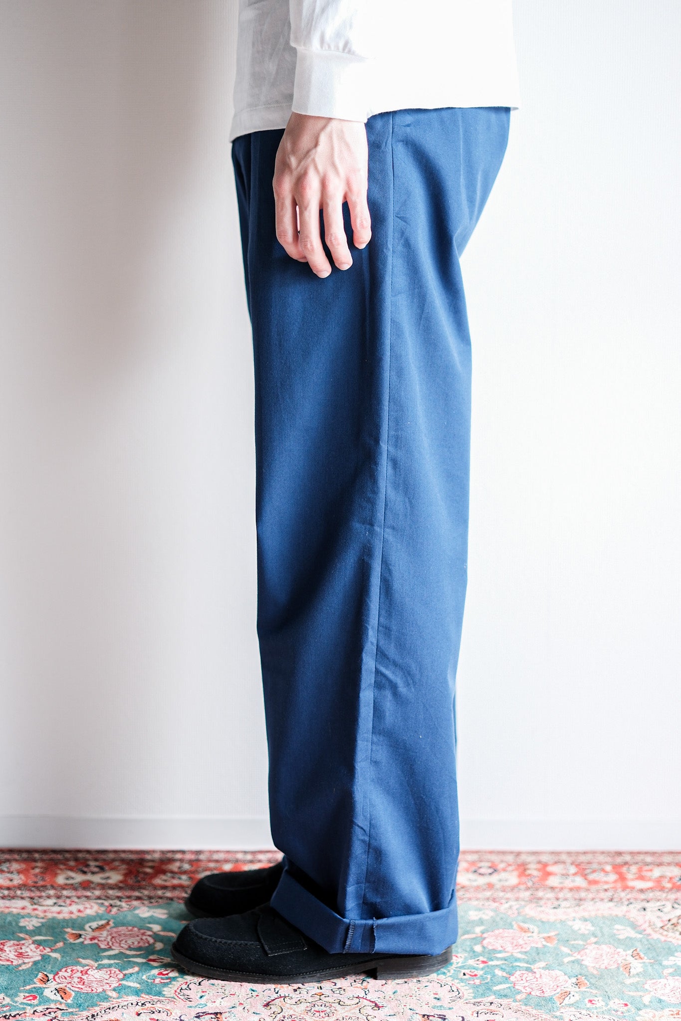 【~40's】British Vintage Blue Cotton Trousers "CC41" "Dead Stock"