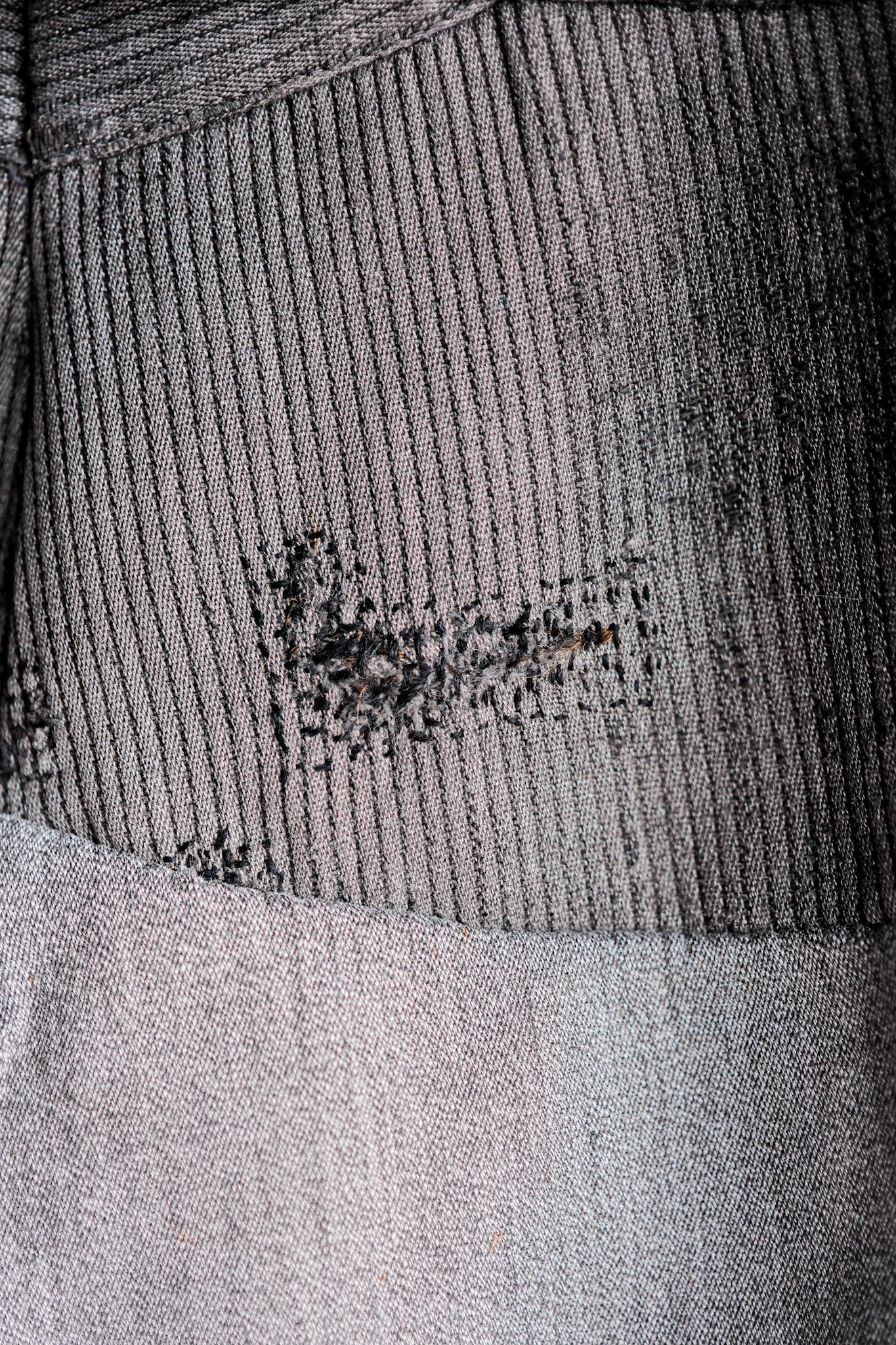 【~40's】French Vintage Gray Cotton Pique Work Pants "Patchwork"