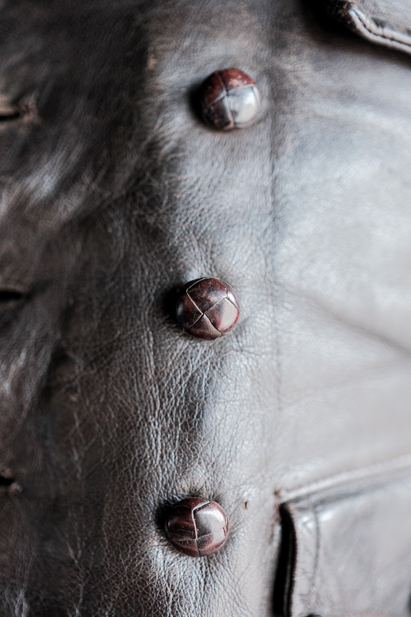 【~40's】German Vintage Double Breasted Motorcycle Leather Jacket