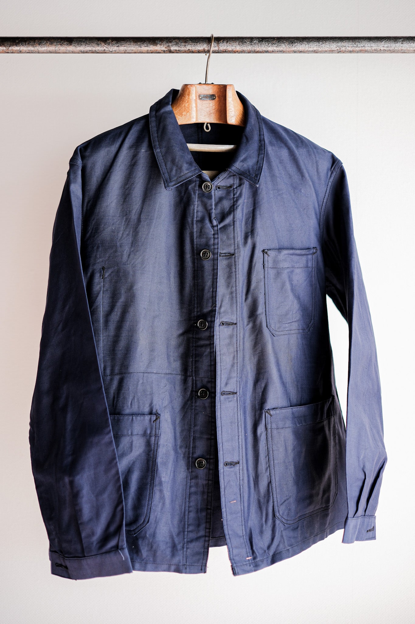 【~50's】French Vintage Blue Thin Twill Work Jacket "Vulcain" "Dead Stock"