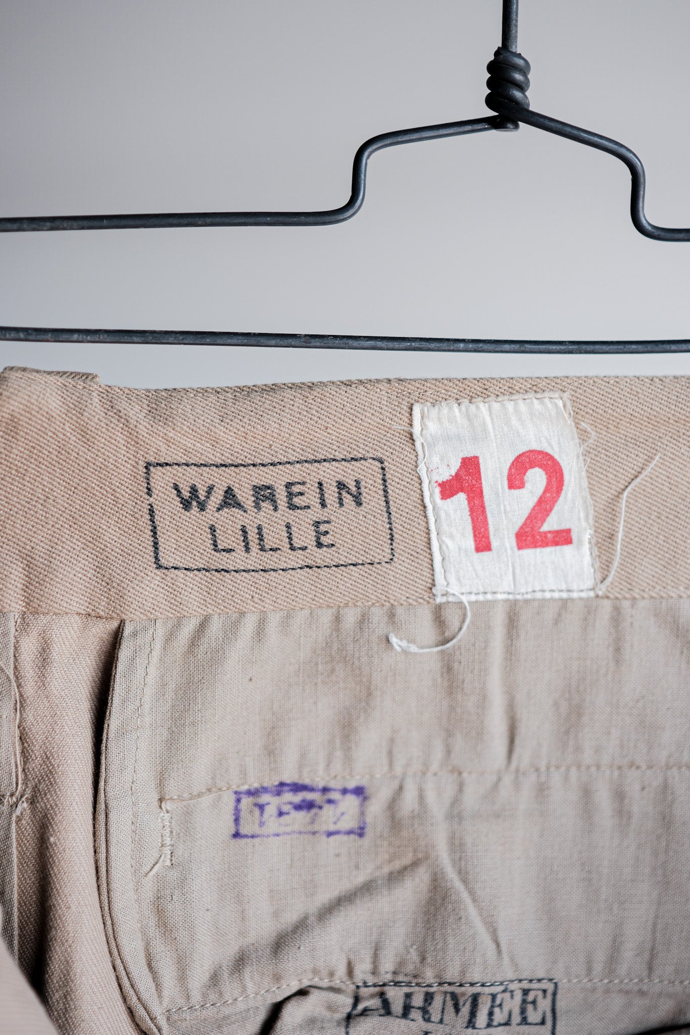 【~50's】French Army M52 Chino Trousers Size.12 "Dead Stock"