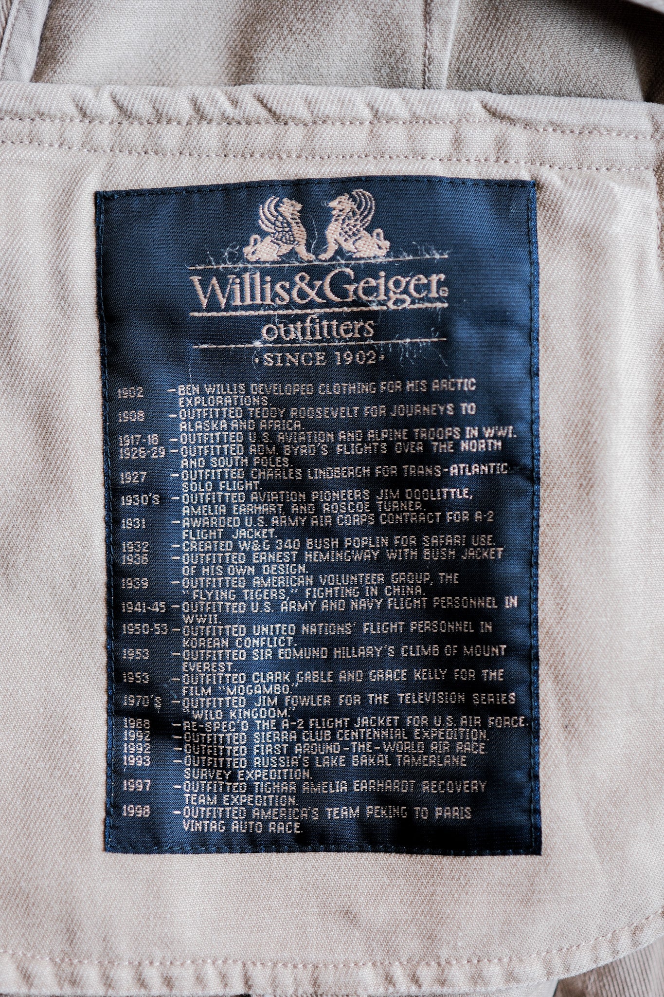 【~90's】Willis&Geiger Cotton Safari Jacket With Chin Strap Size.L