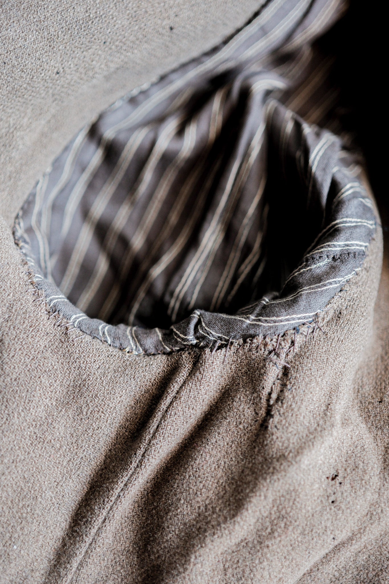 【~40's】French Vintage Double Breasted Brown Leather Coat With Chin Strap