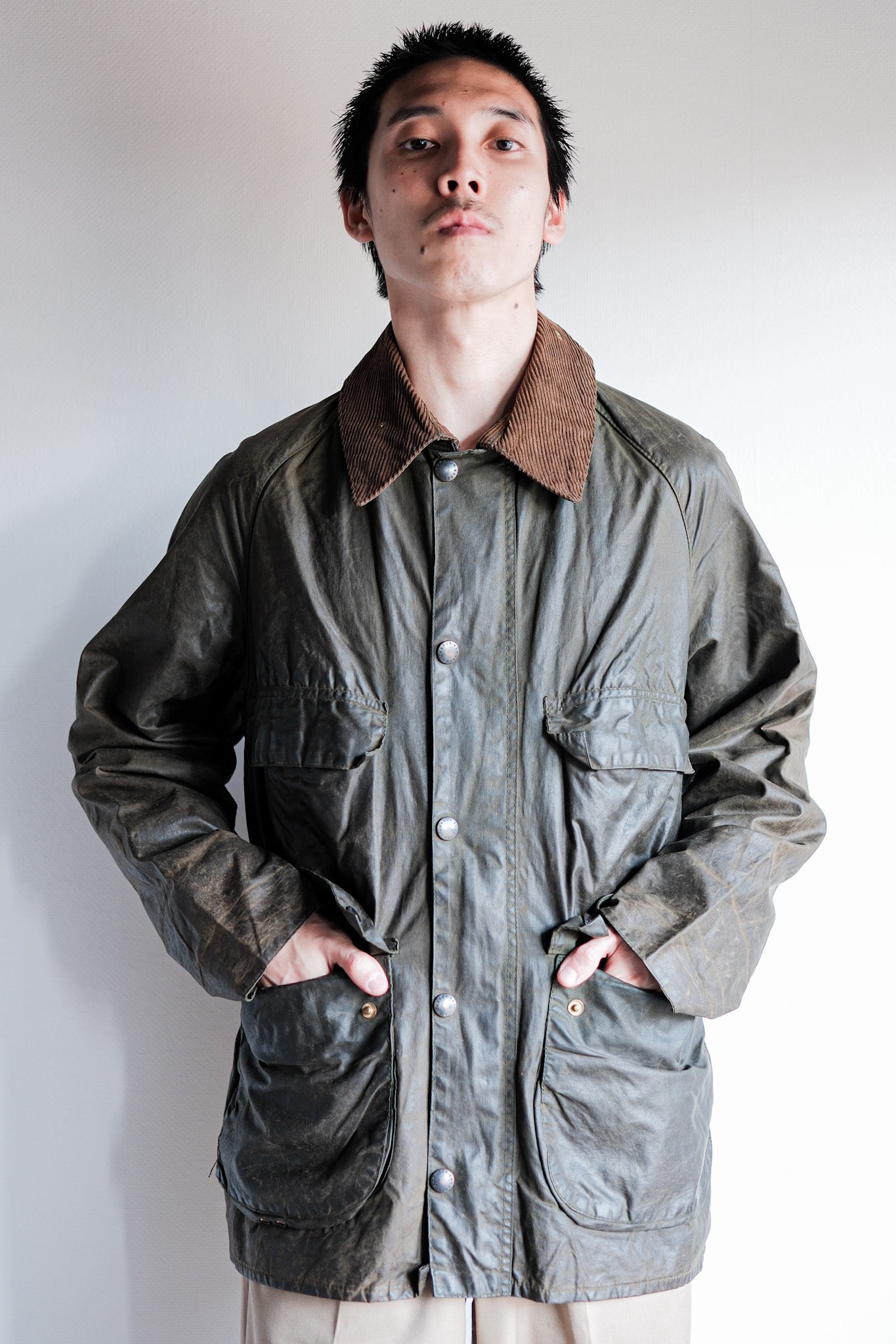 【~80’s】Vintage Barbour "BEDALE" 2 Crest Size.38 "4 Pockets"