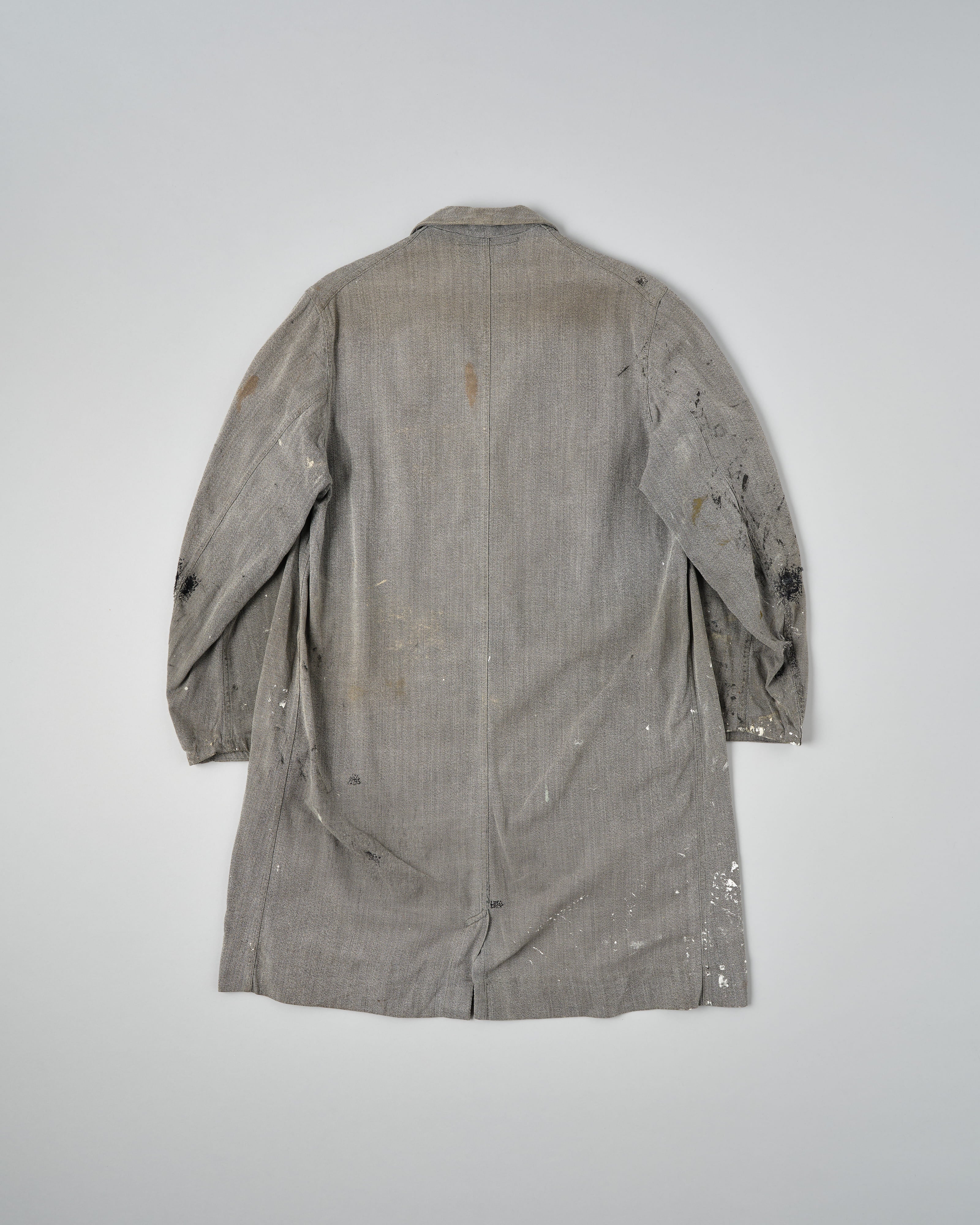 【~40's】French Vintage Salt & Pepper Cotton Twill Atelier Coat "Crazy Paint"