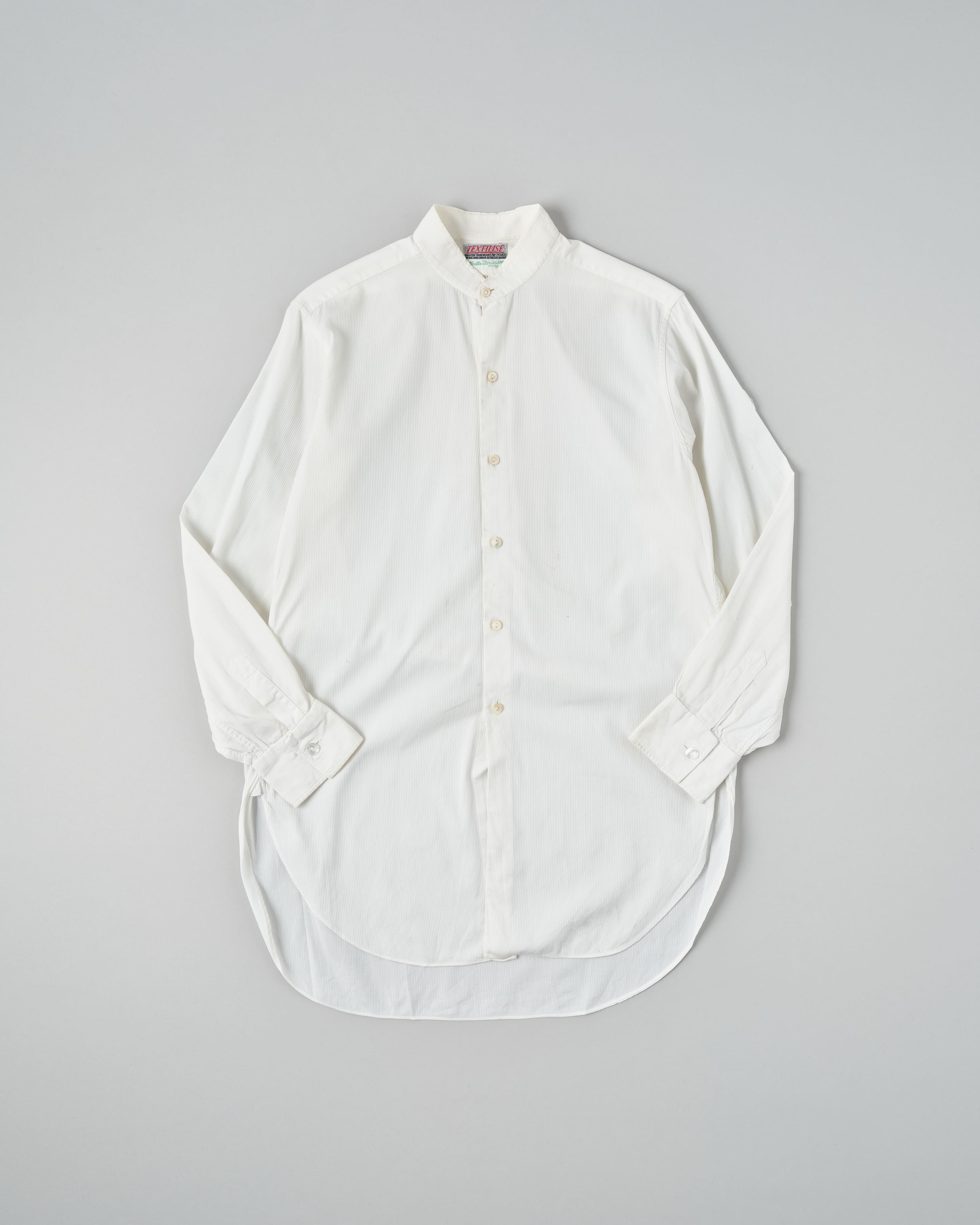 【~40's】French Vintage White Cotton Stand Collar Shirt "Belle Jardiniere"