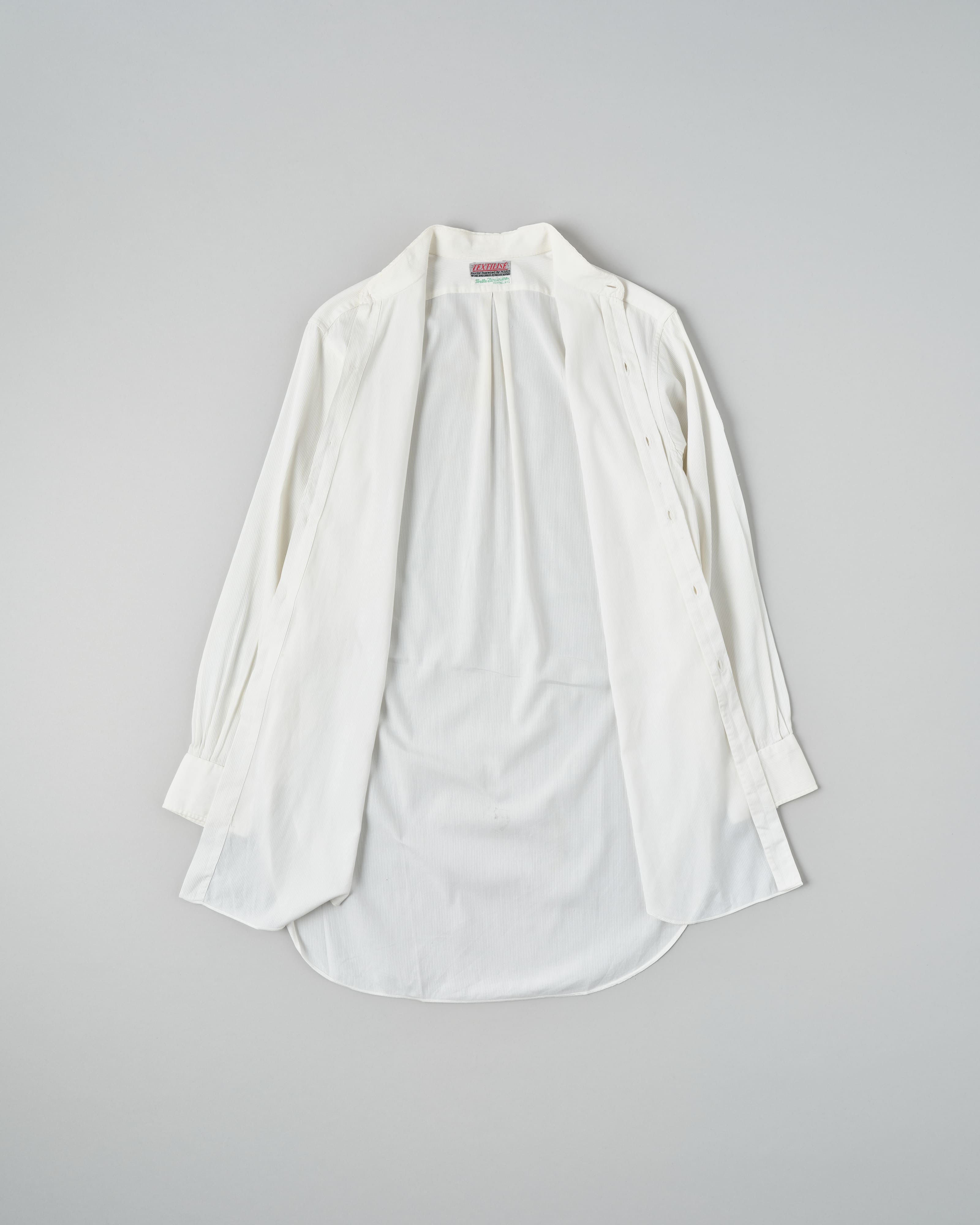 【~40's】French Vintage White Cotton Stand Collar Shirt "Belle Jardiniere"