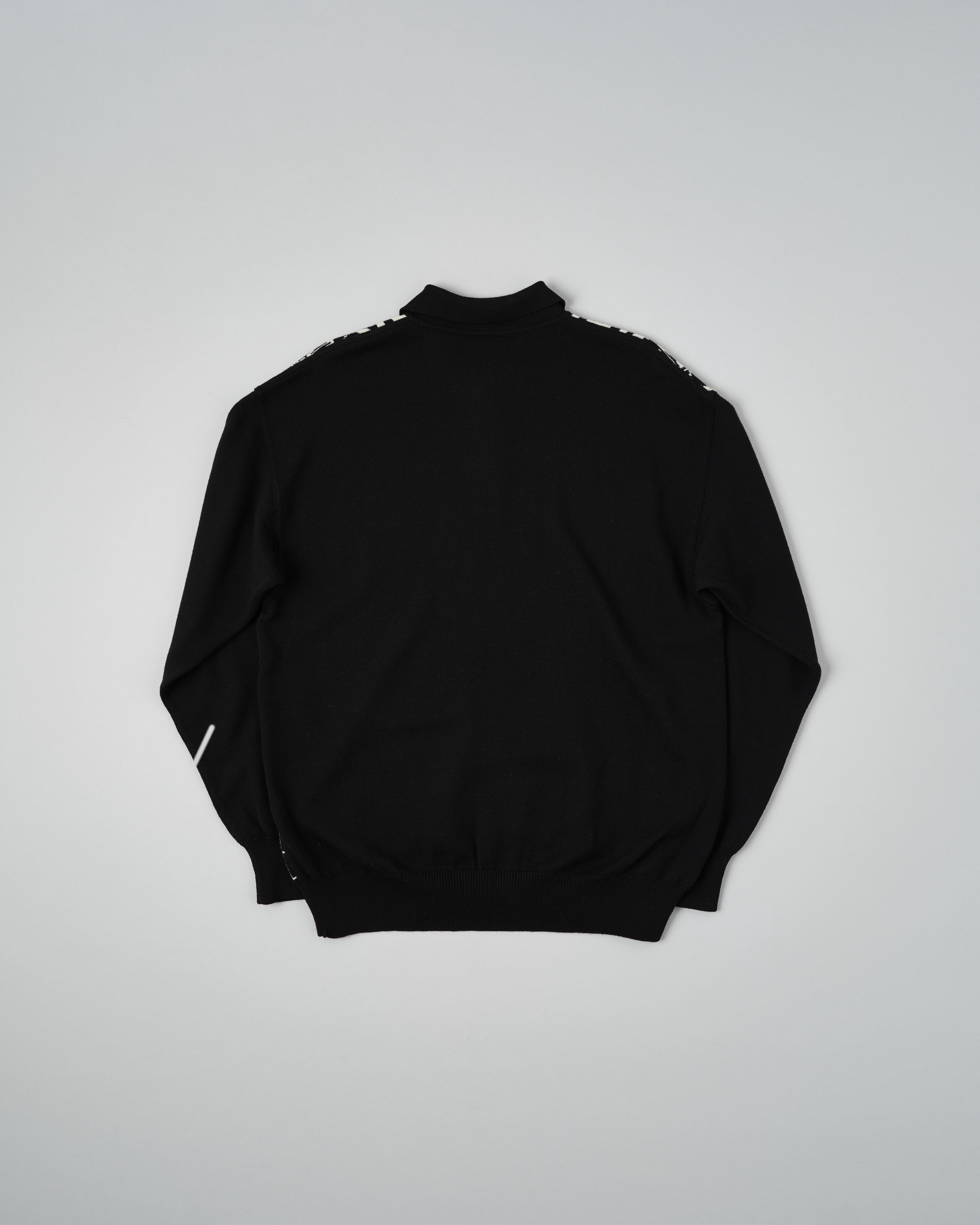 【~90’s】Old LONGCHAMP Merino Wool Patterned L/S Knit Polo Shirt Size.52