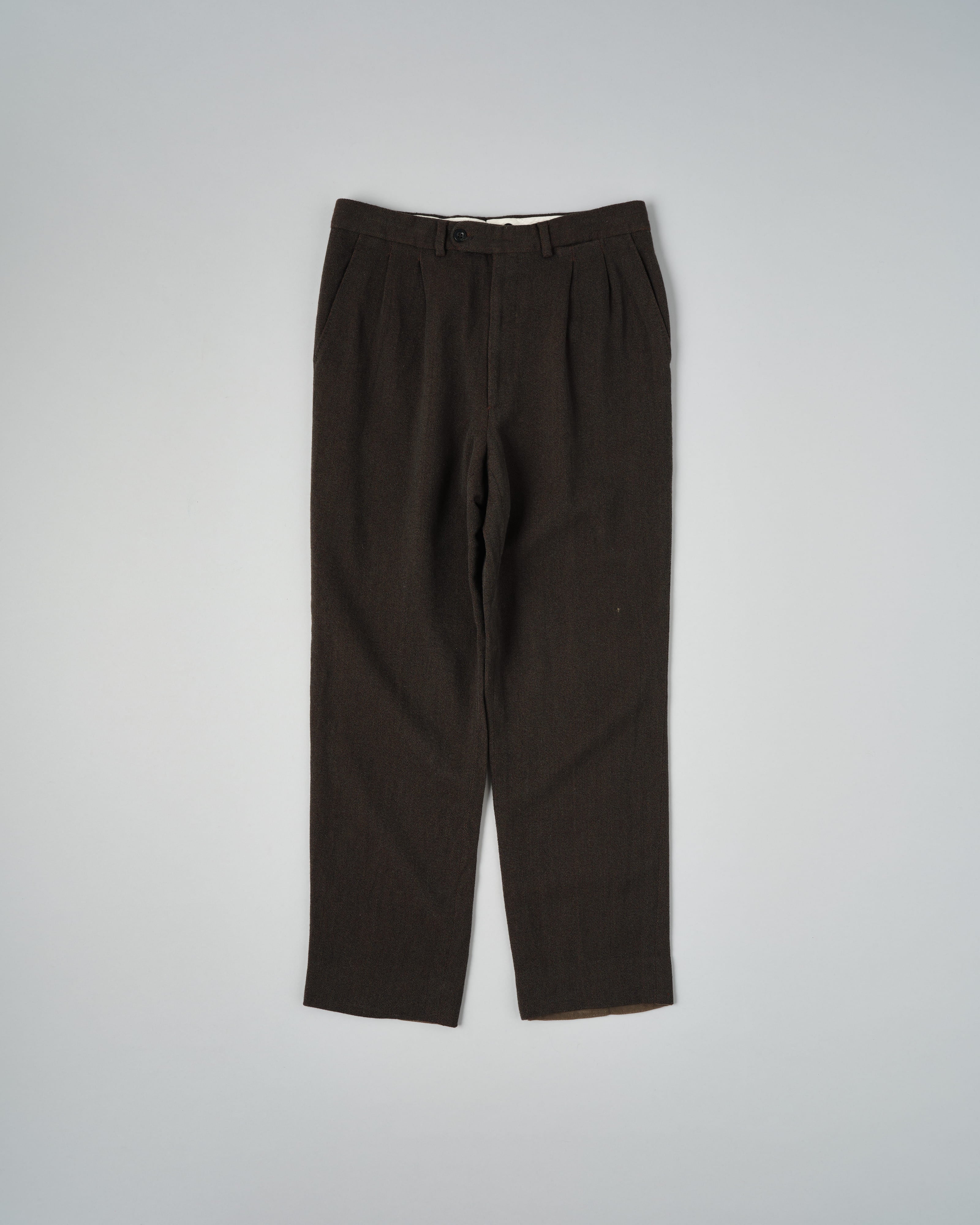 【~90's】Old Hermès Paris 2 Tuck Wool Trousers Size.50