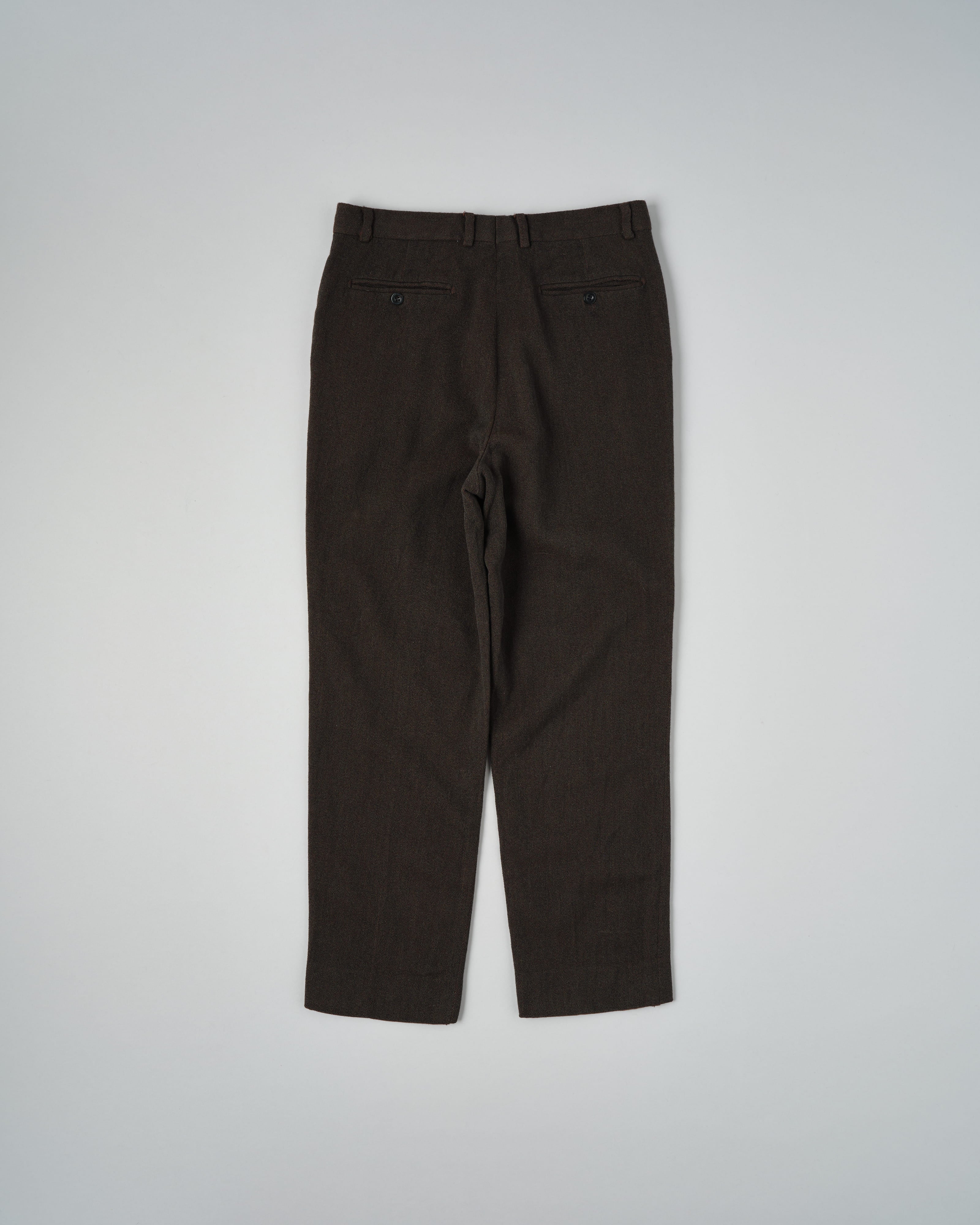 【~90's】Old Hermès Paris 2 Tuck Wool Trousers Size.50