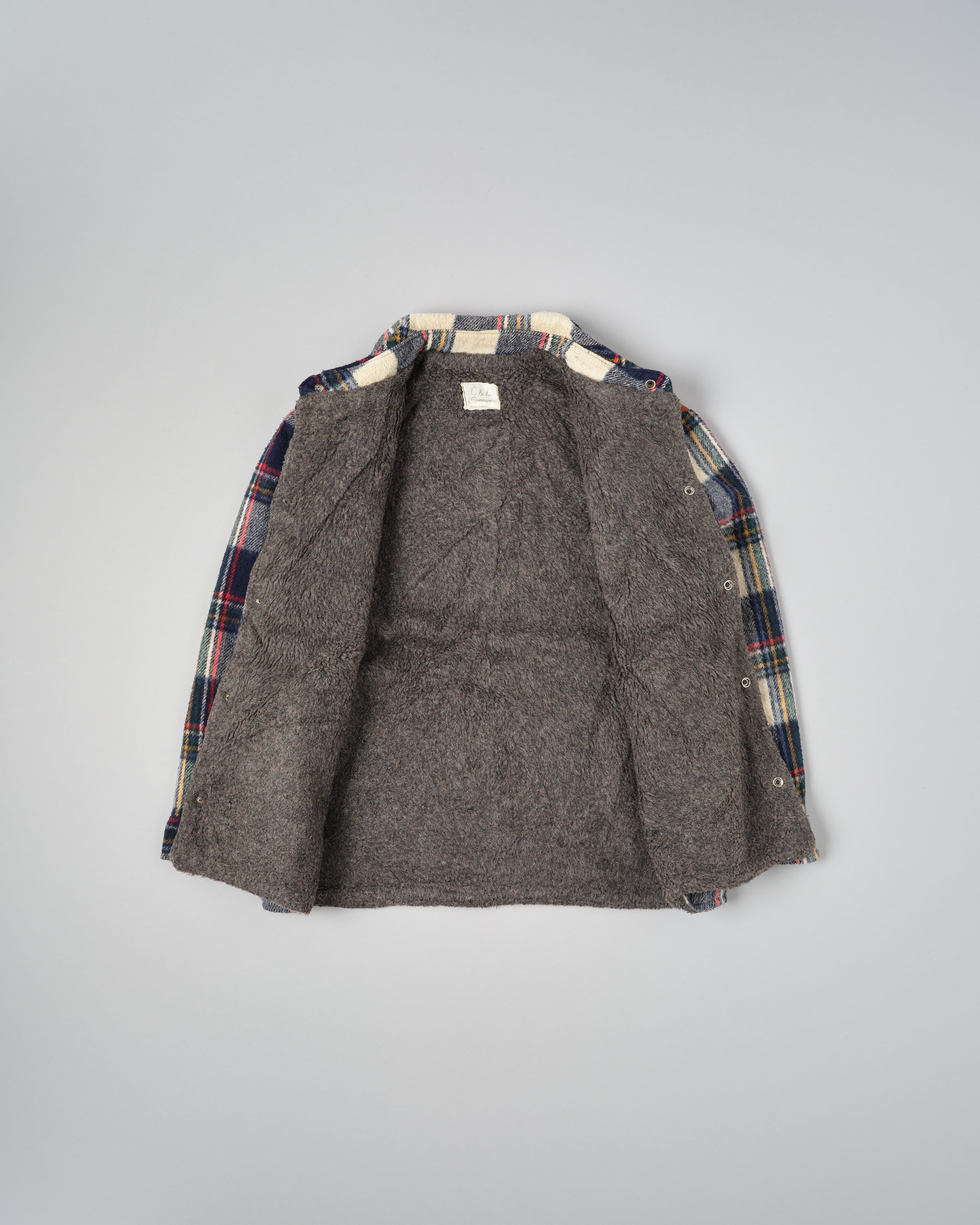 【~60's】Canadian Vintage Switching Suede Leather Mixed Wool Plaid Jacket