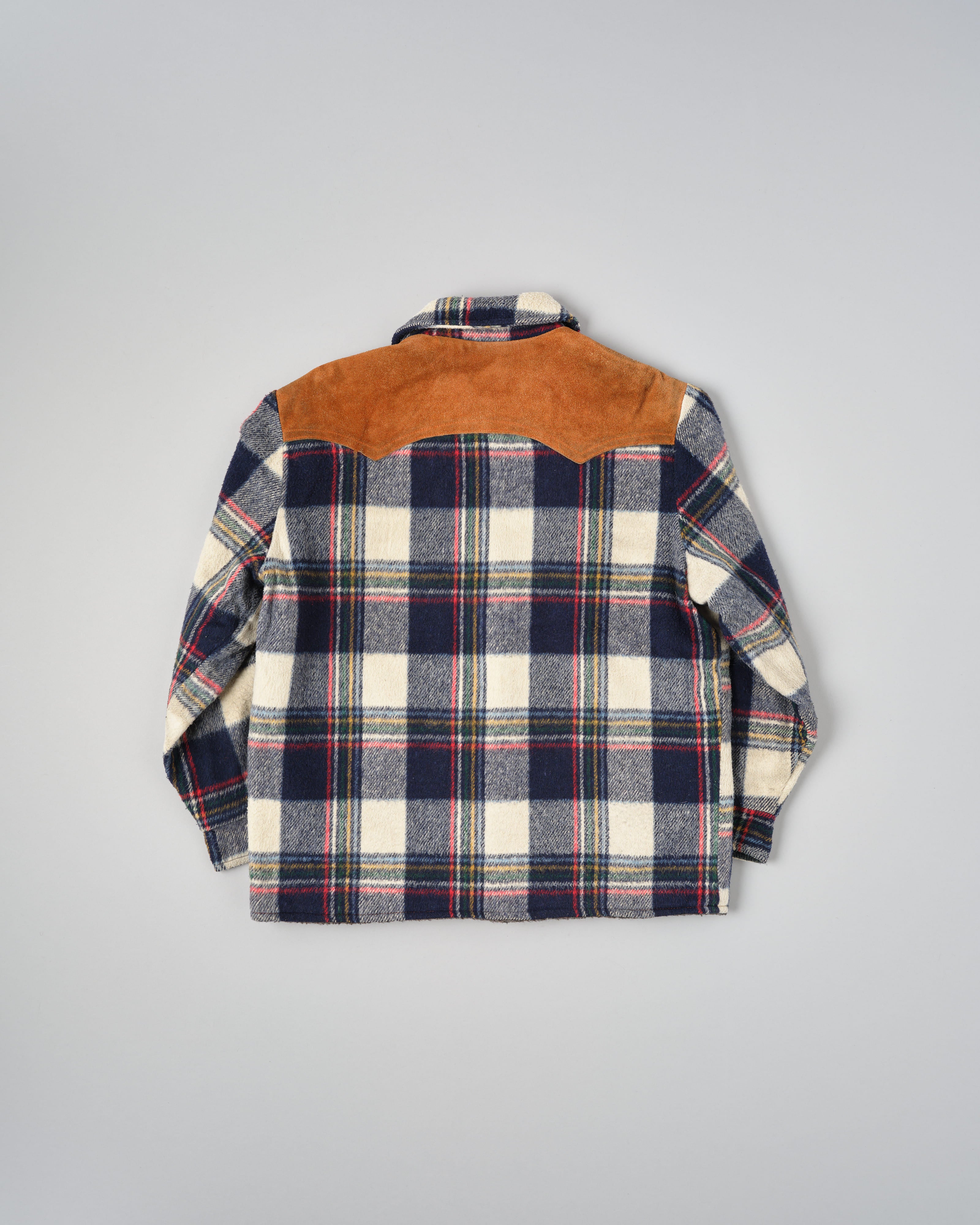 【~60's】Canadian Vintage Switching Suede Leather Mixed Wool Plaid Jacket