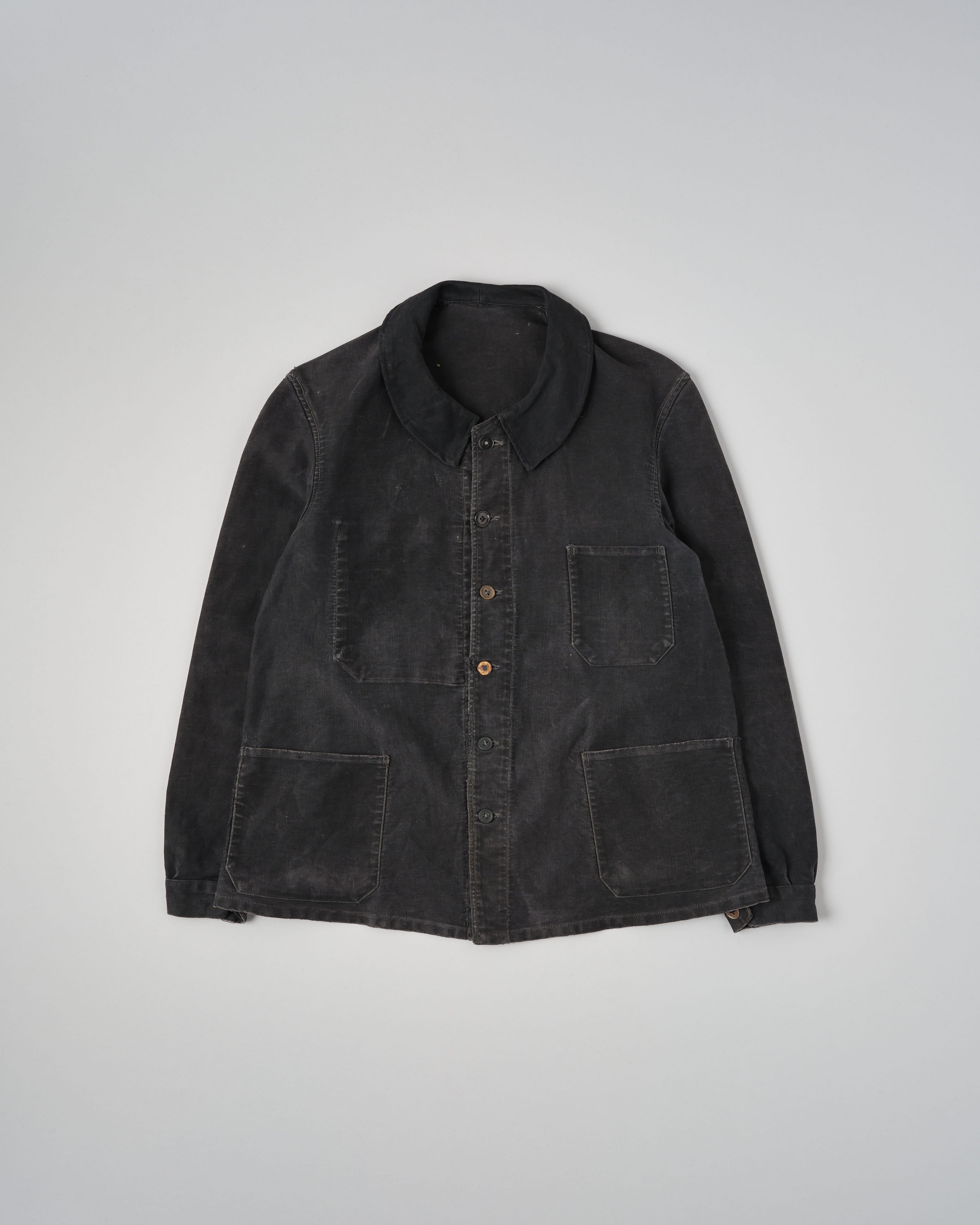 【~40's】French Vintage Black Moleskin Work Jacket "6 Buttons"