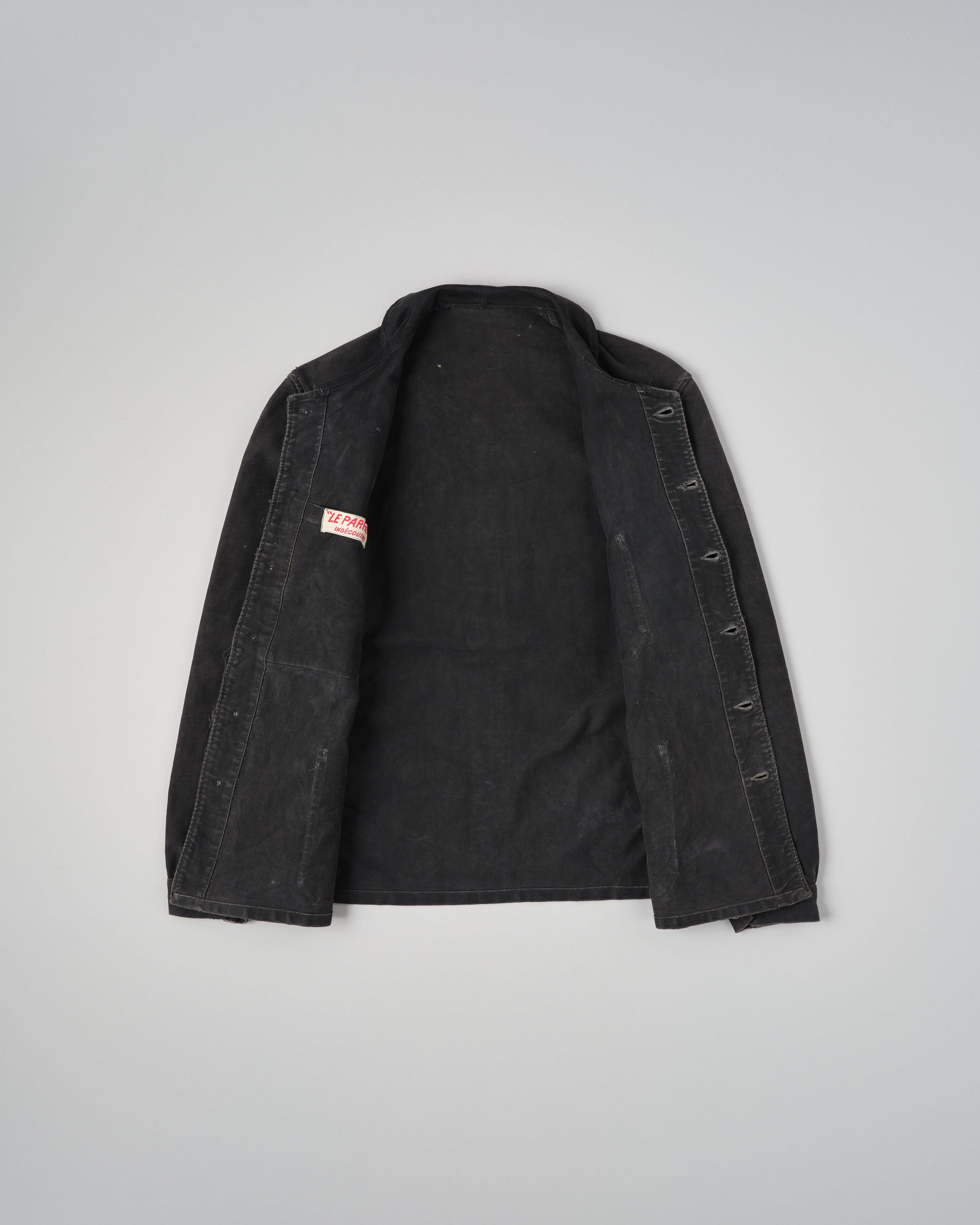 【~40's】French Vintage Black Moleskin Work Jacket "6 Buttons"