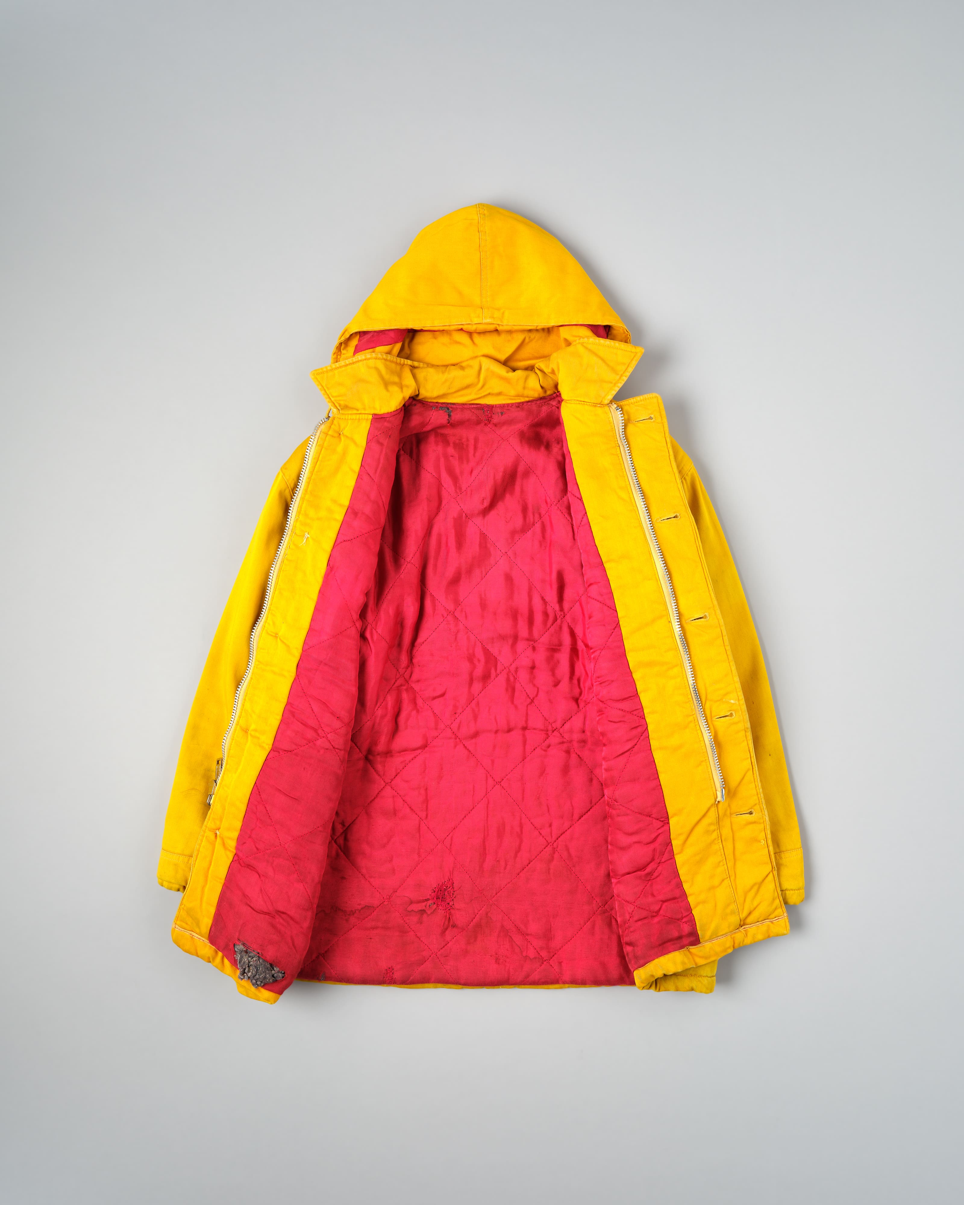 【~60's】British Vintage Detachable Hood Yellow Cotton Satin Mountaineering Jacket