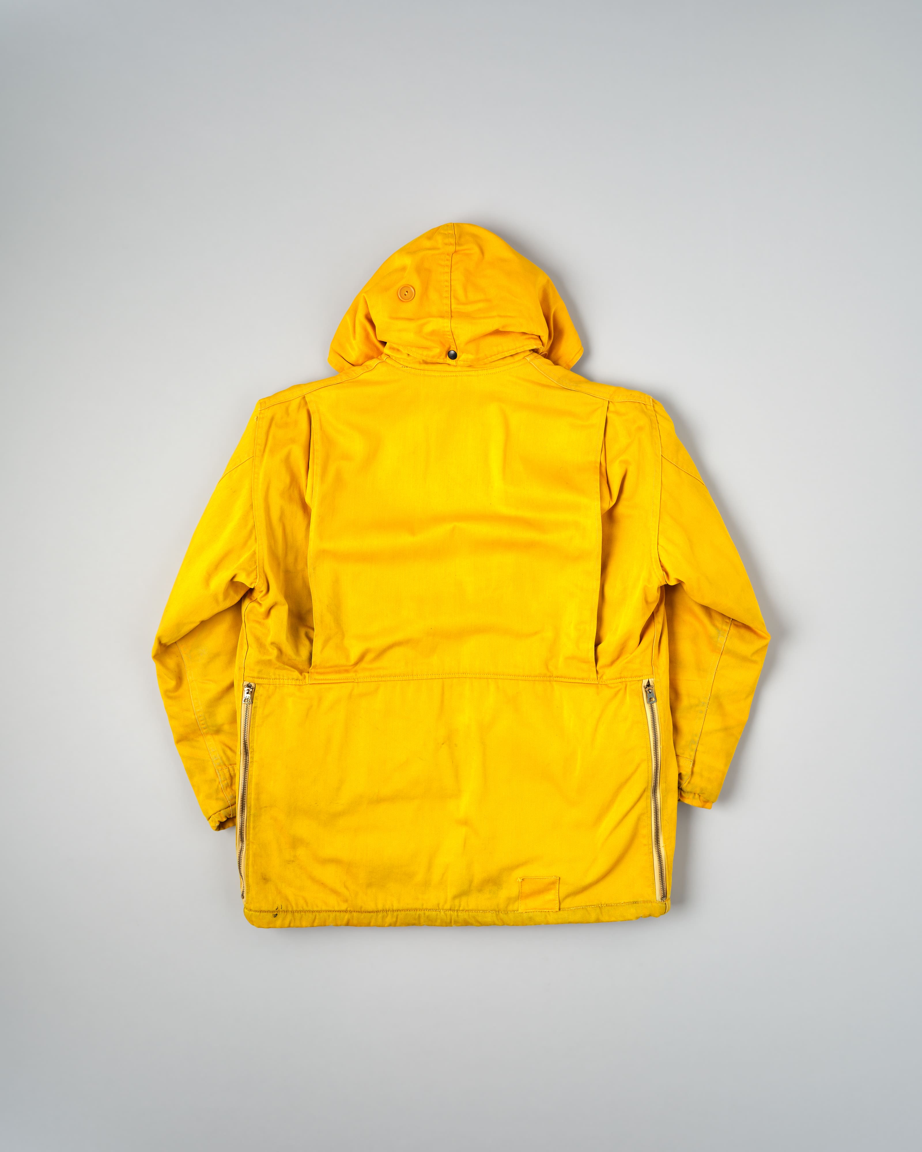 【~60年代】英倫復古可拆卸兜帽黃色棉緞登山夾克