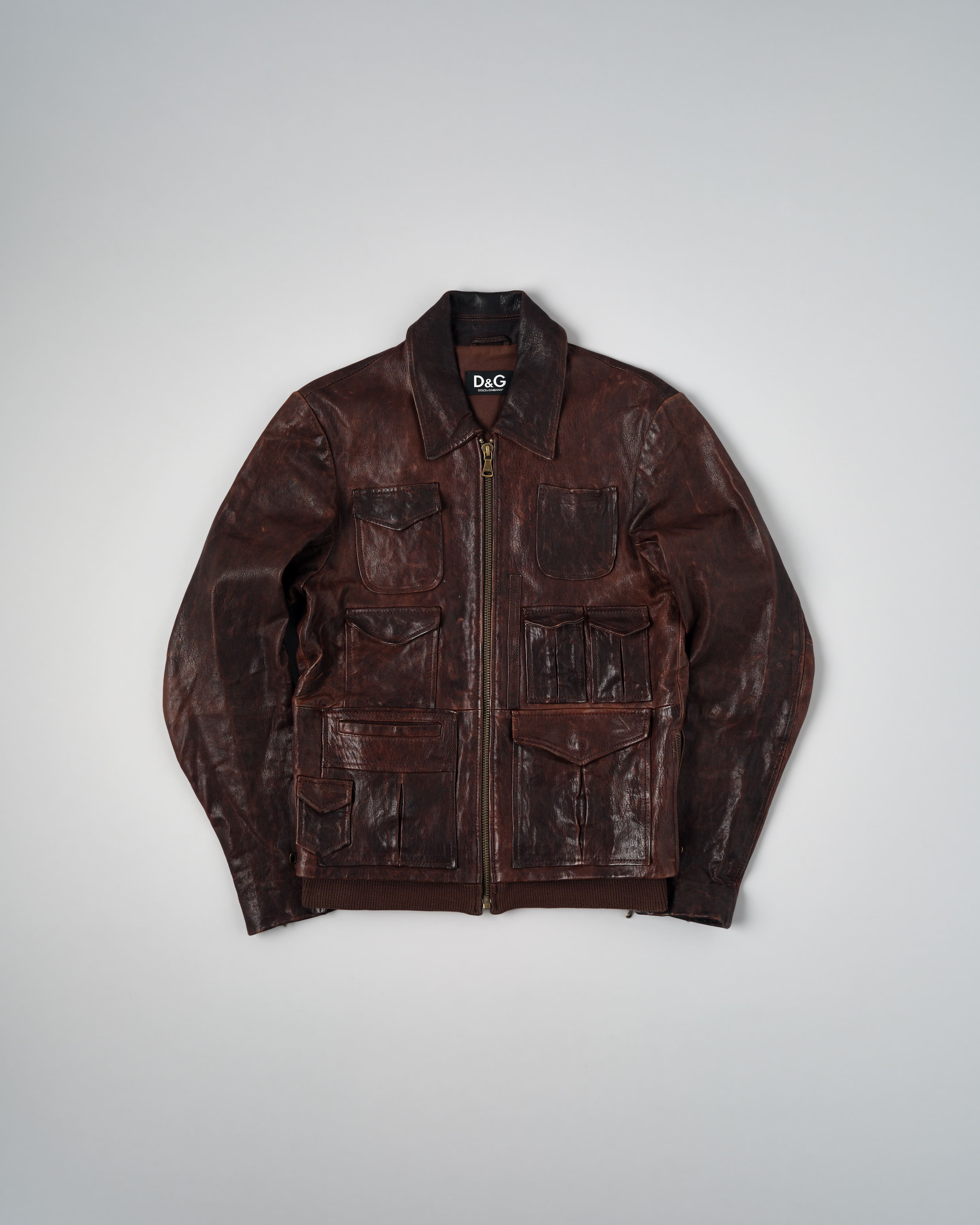 【~00’s】Old DOLCE&GABBANA Multi Pocket Leather Jacket Size.50