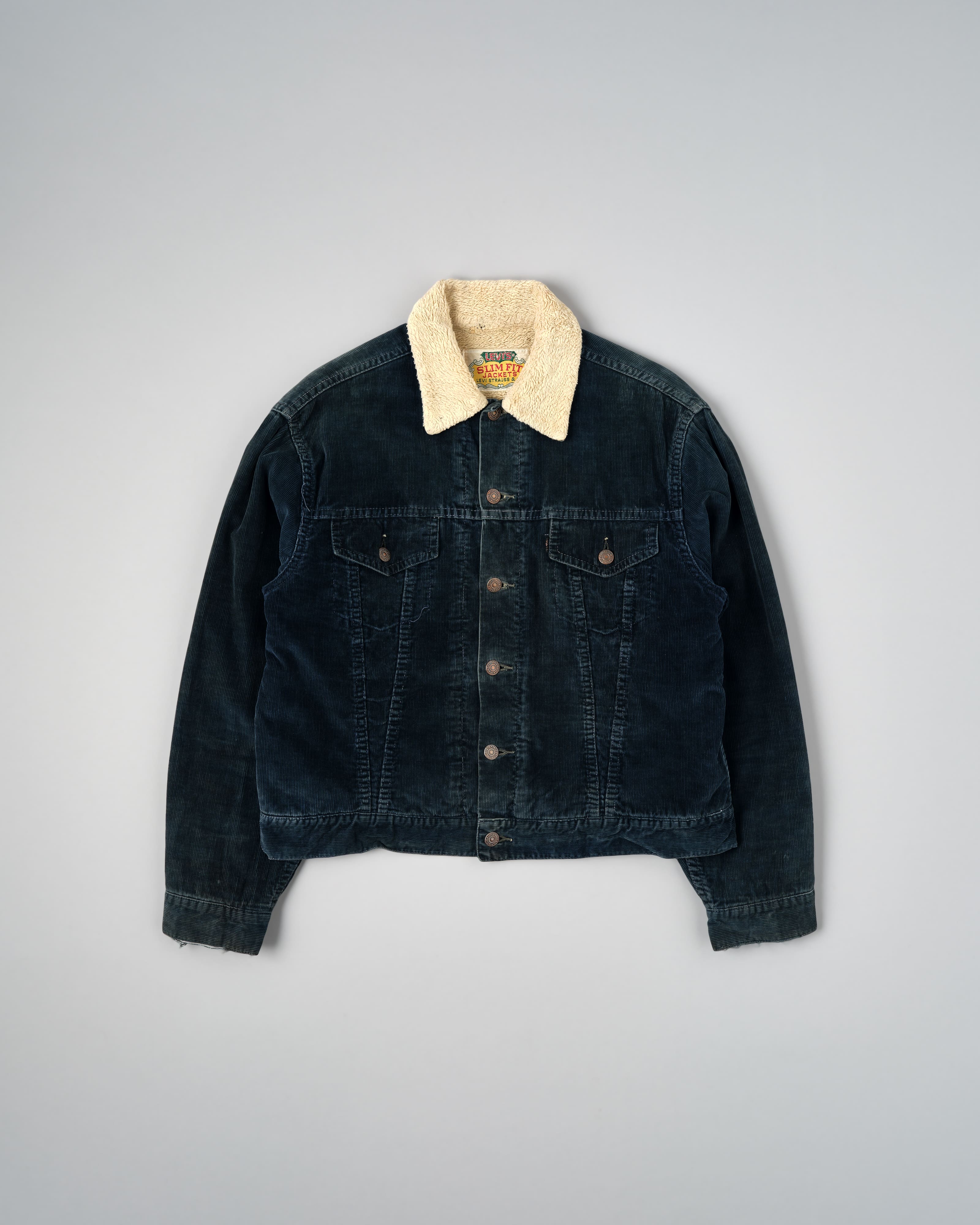 【~70's】Vintage Levi's Slim Fit Boa Lined Corduroy Trucker Jacket "Big E"