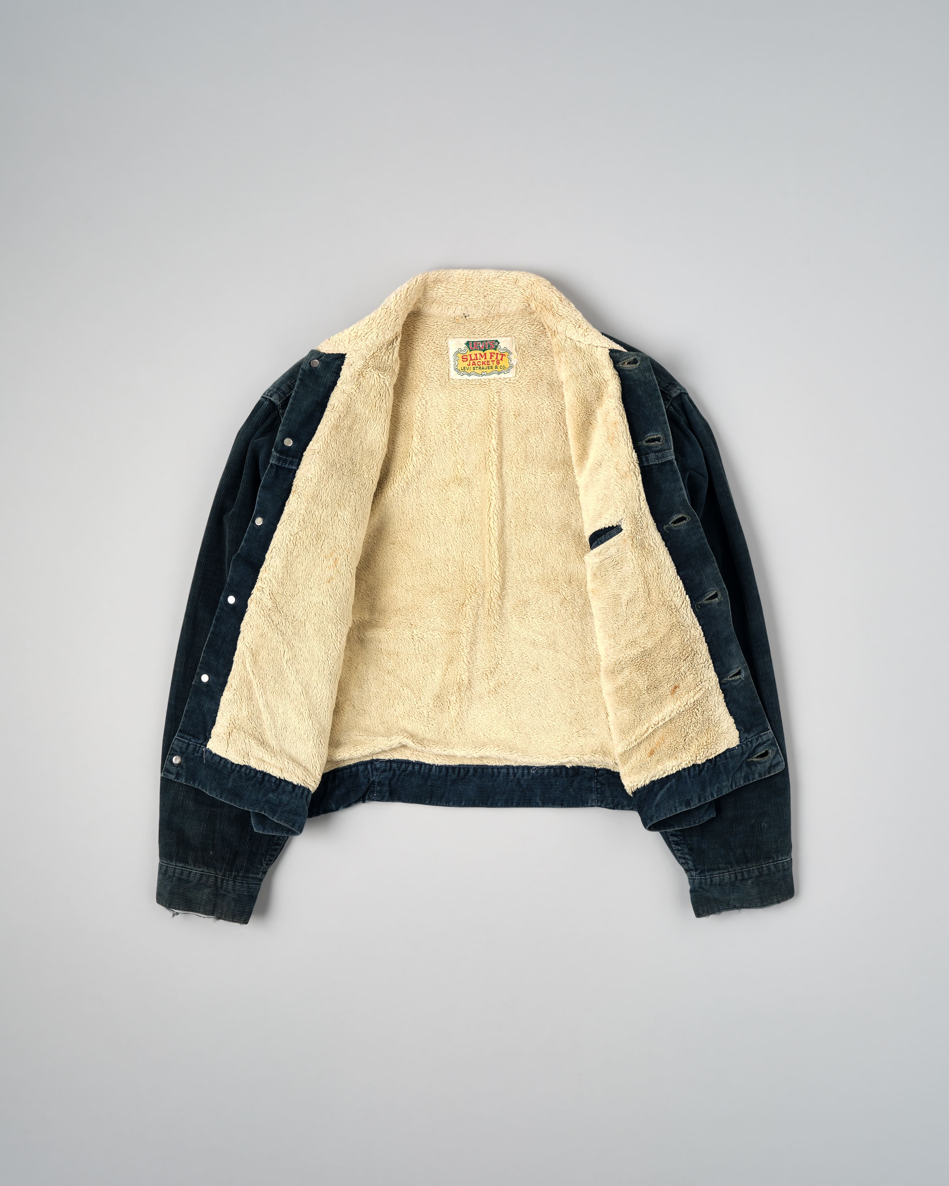 【~70's】Vintage Levi's Slim Fit Boa Lined Corduroy Trucker Jacket "Big E"