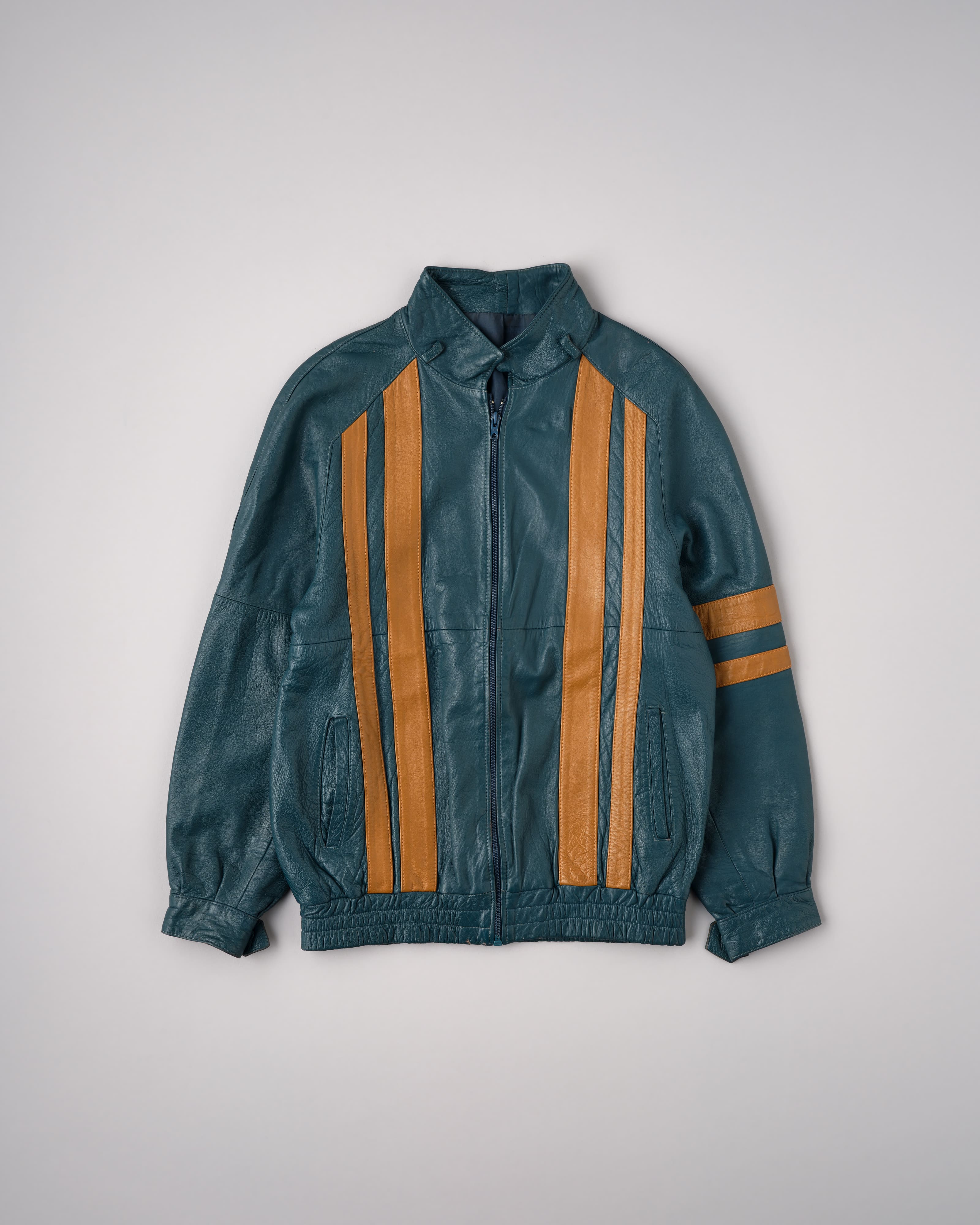 【~70's】French Vintage 2 Tone Raglan Sleeve Leather Jacket Size.S