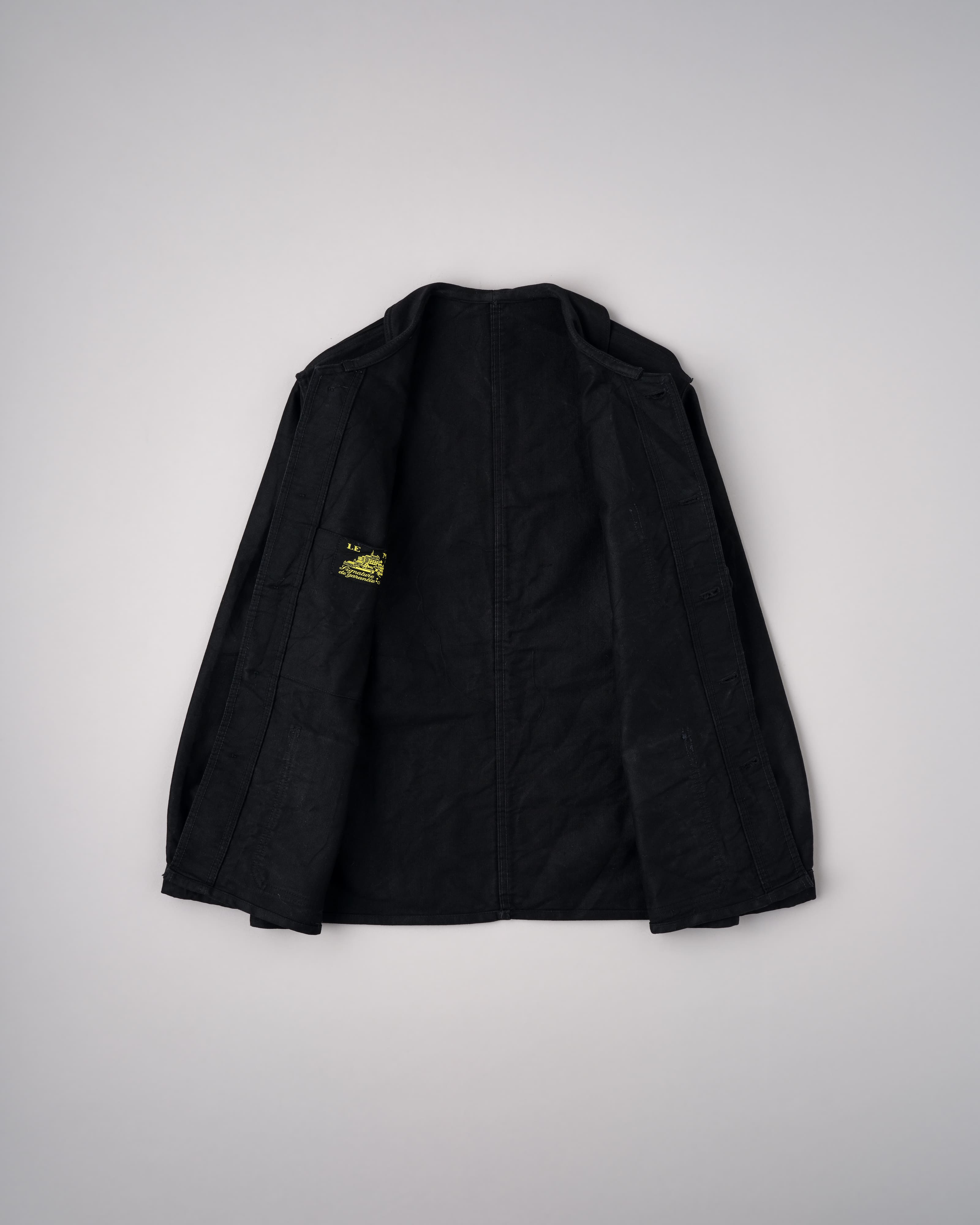 【~50’s】French Vintage Black Moleskin Work Jacket Size.50 "Le Mont St Michel"