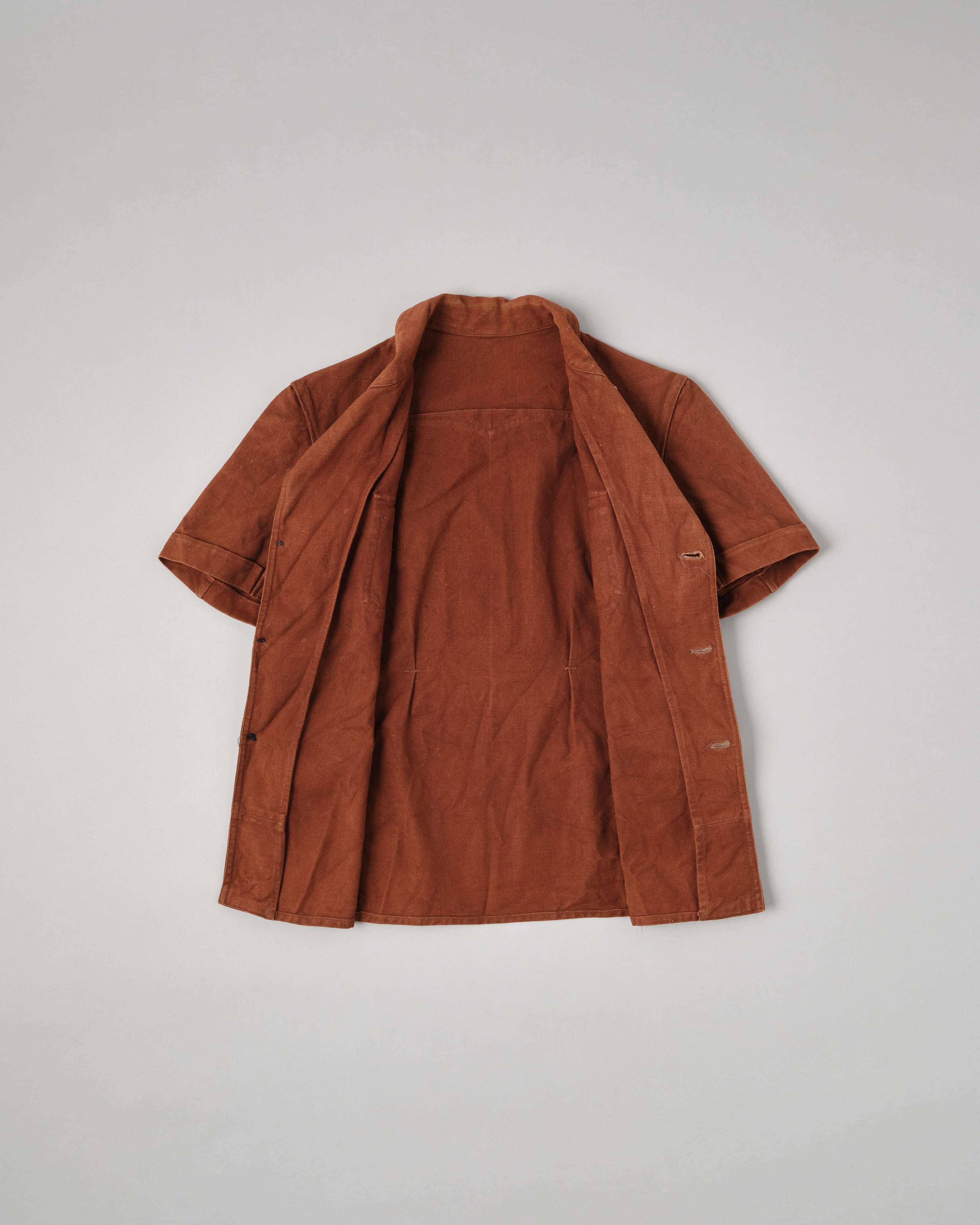 【~50's】Europe Vintage Reddish Brown Cotton S/S Shirt Jacket