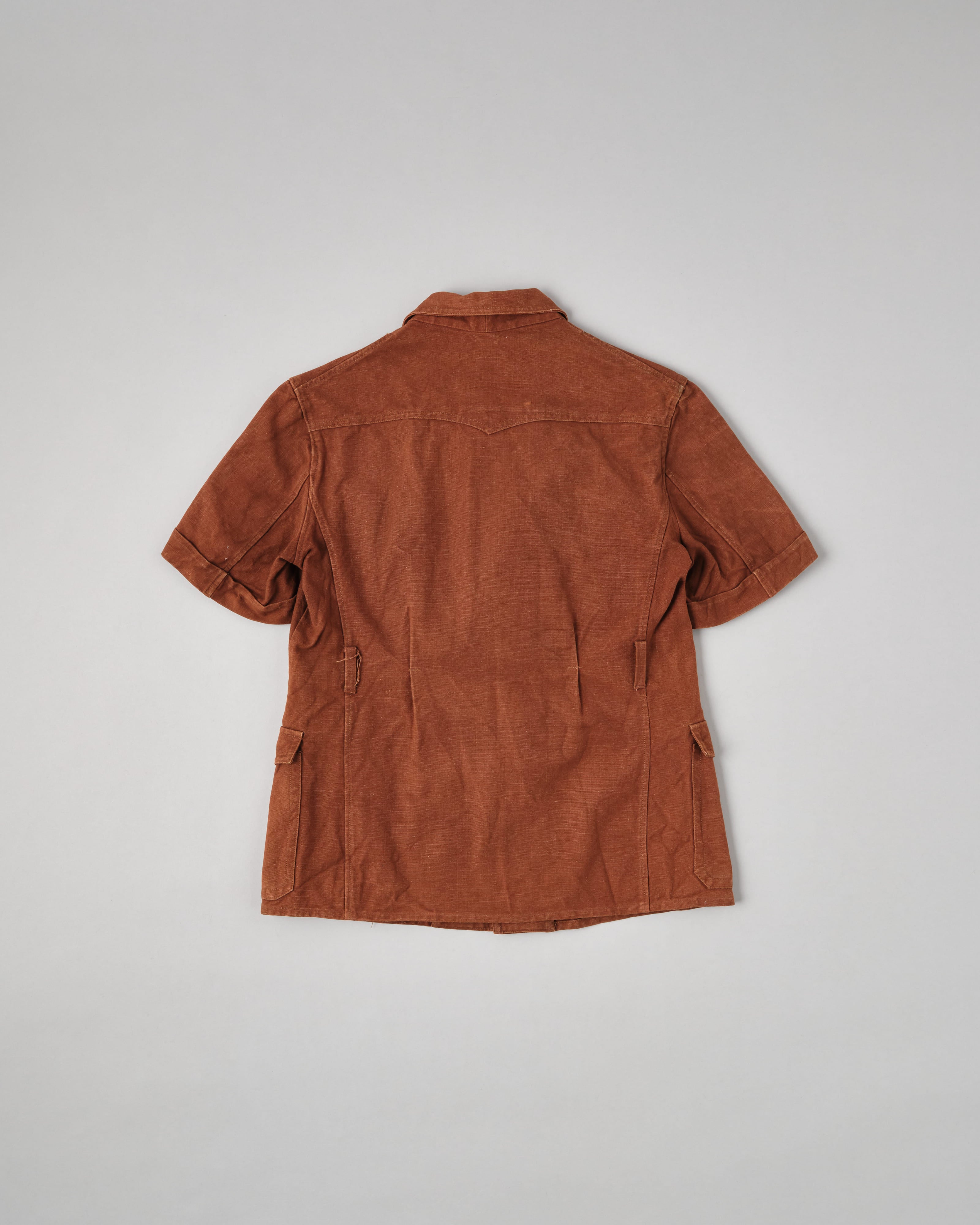 【~50's】Europe Vintage Reddish Brown Cotton S/S Shirt Jacket