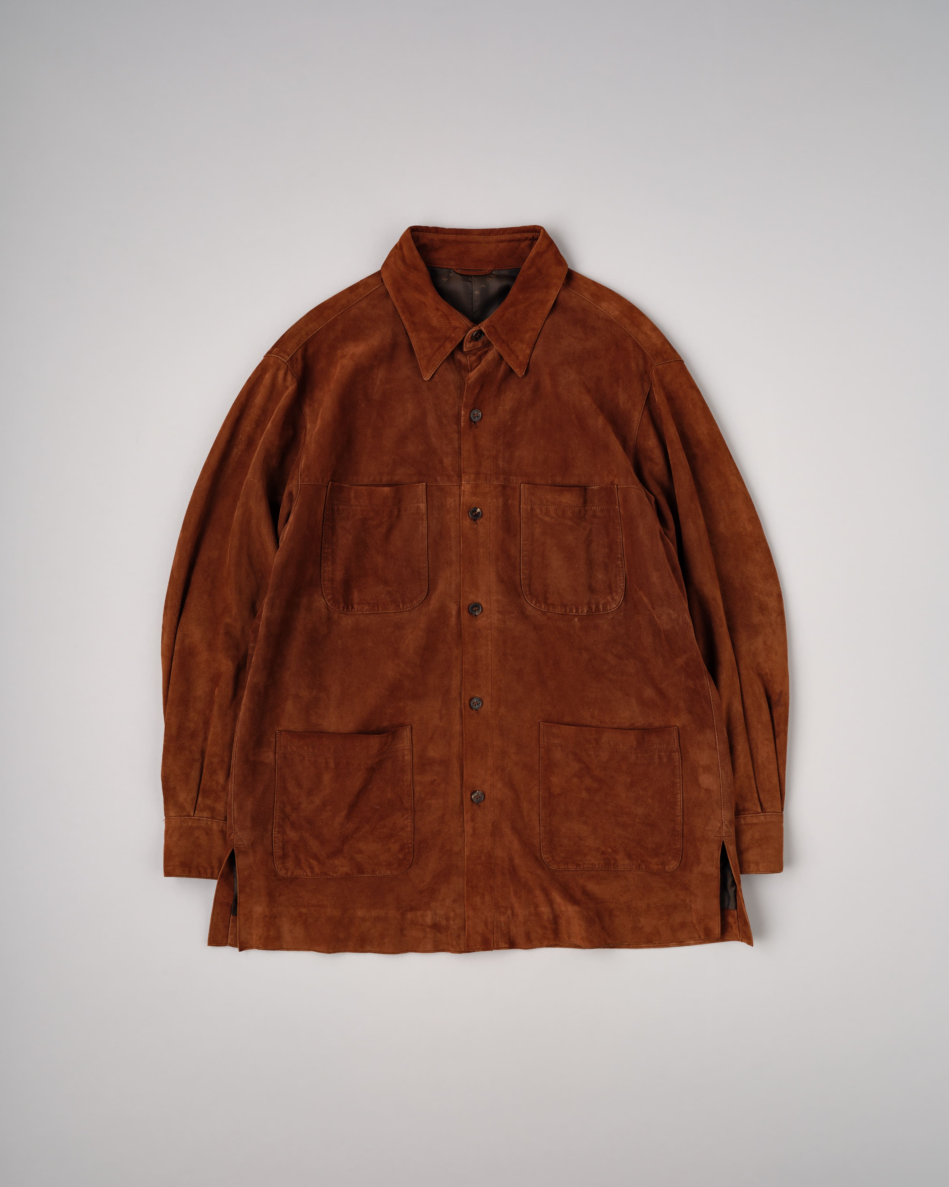【~90’s】Old SULKA PARIS Brown Suede Leather Shirt Jacket Size.42