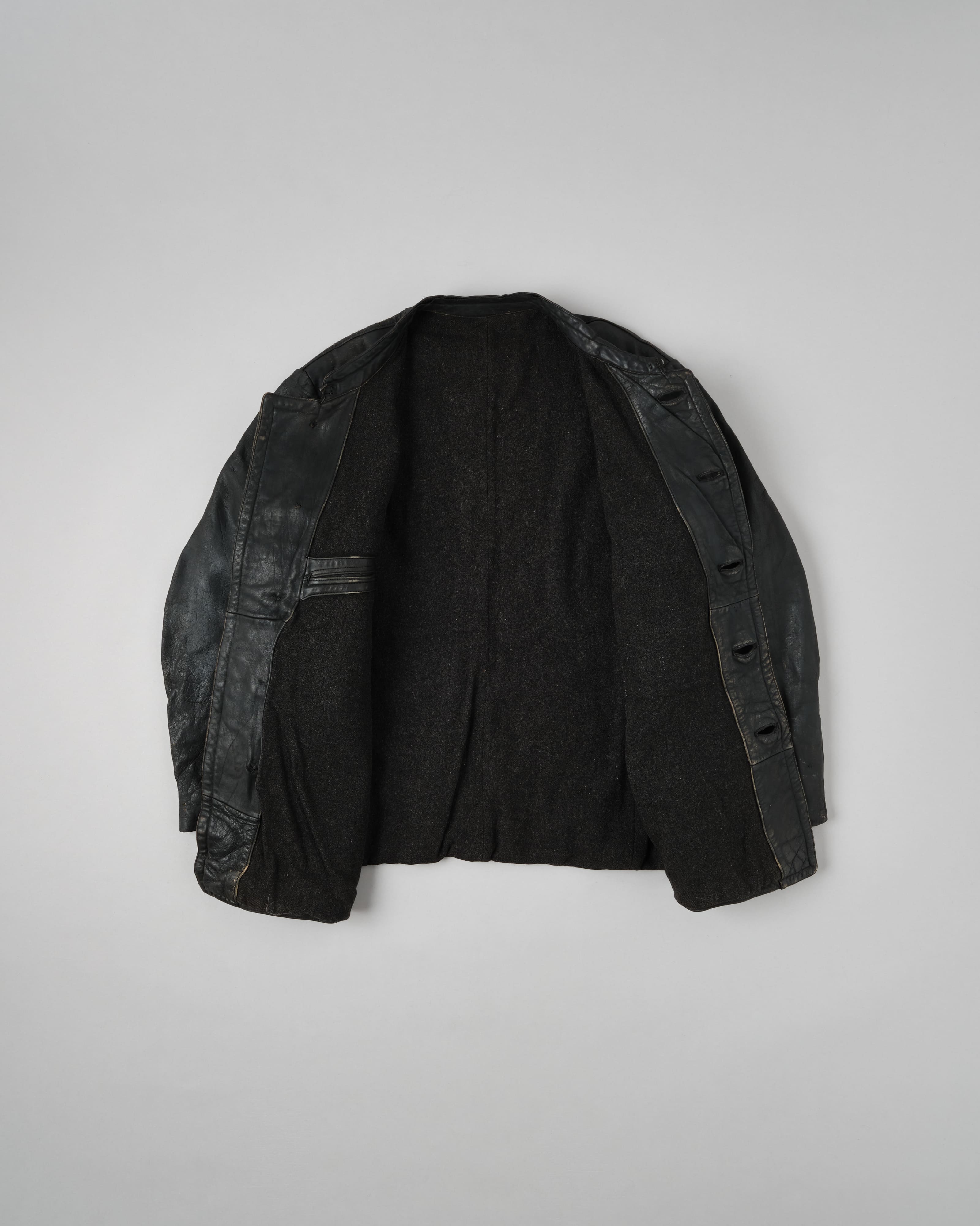 【~40's】WWII German Navy U-Boat Crew Black Leather Jacket "Kriegsmarine"