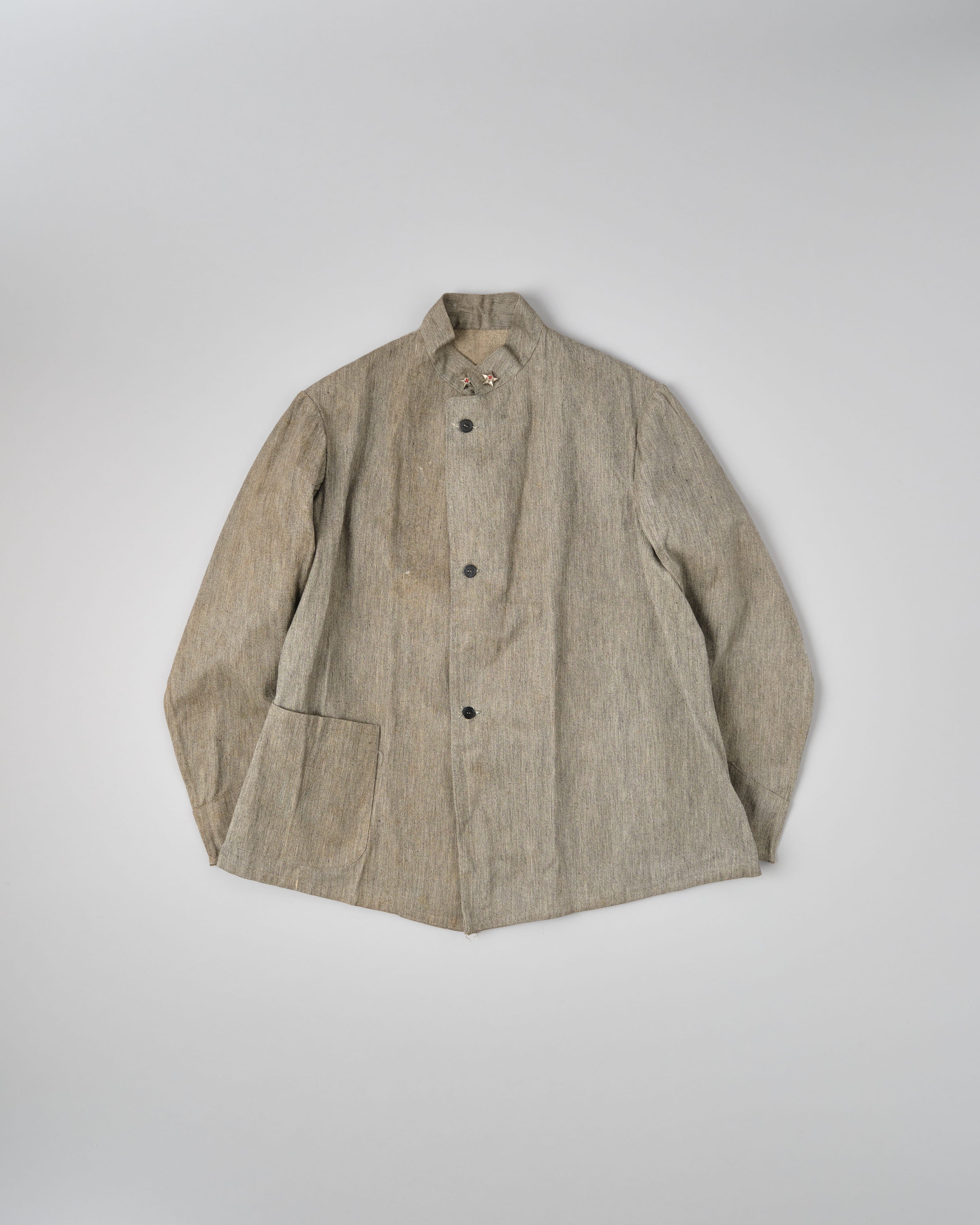 【~20's】Royal Italian Army Salt & Pepper Cotton Stand Collar Jacket "Red Cross"