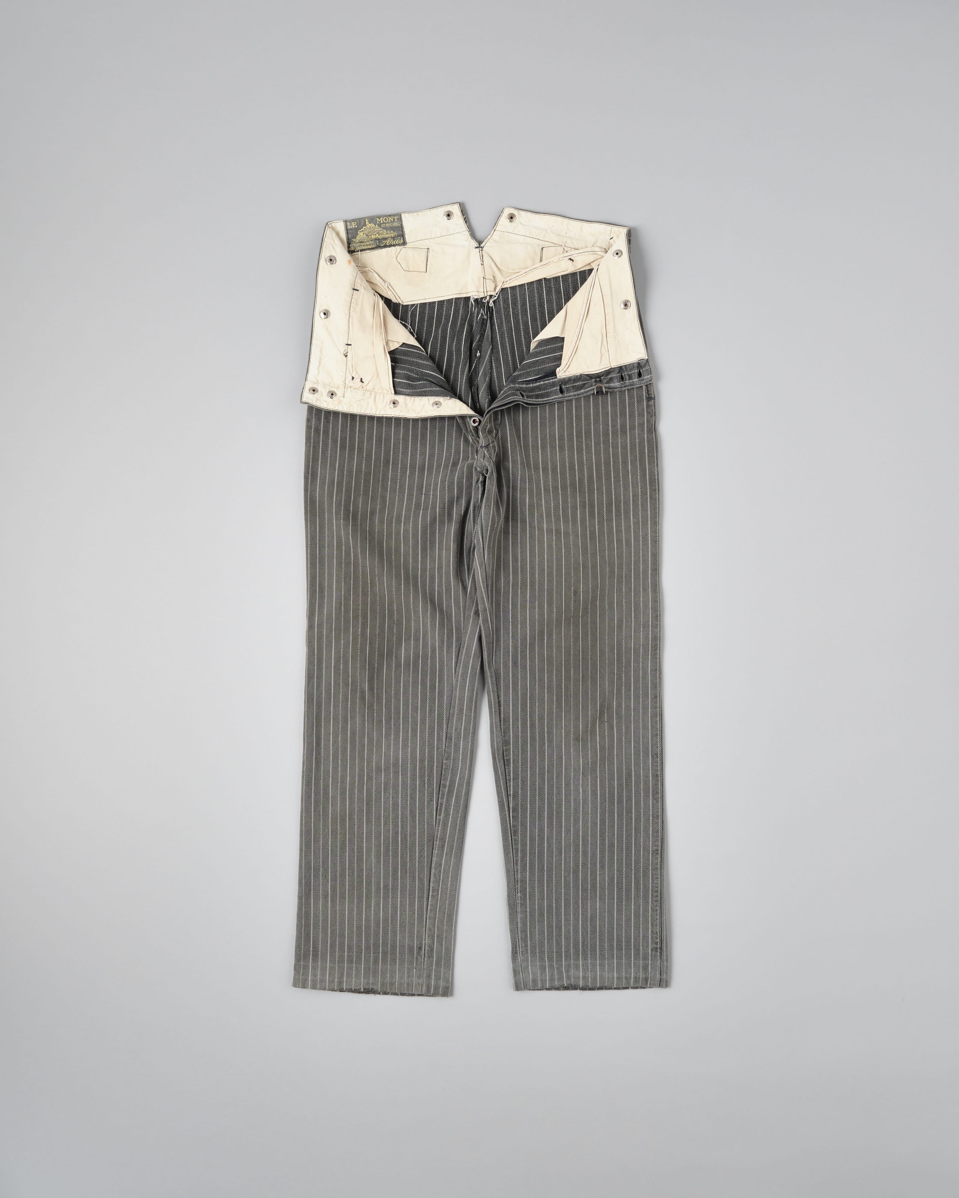 【~40’s】French Vintage Cotton Striped Work Pants "Le Mont St Michel"