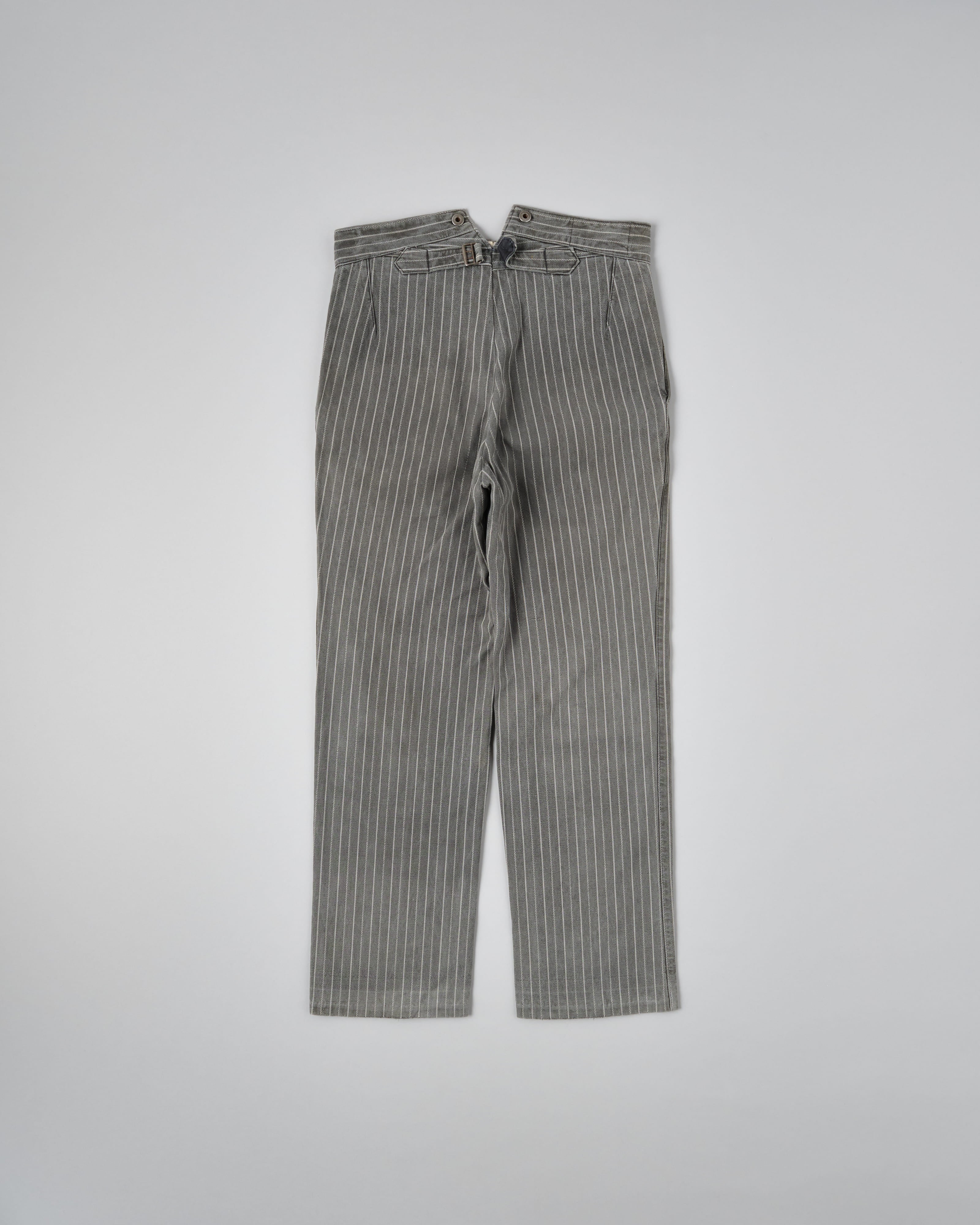 【~40’s】French Vintage Cotton Striped Work Pants "Le Mont St Michel"