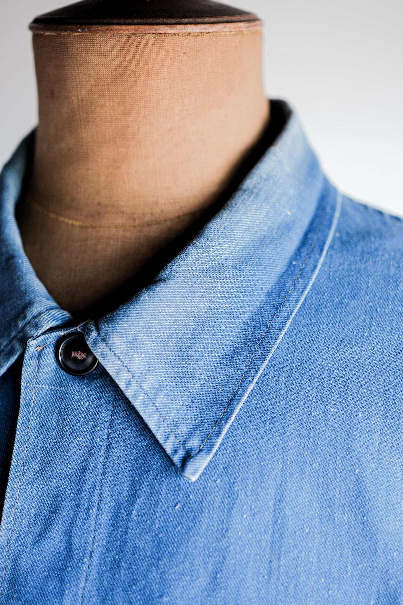 【~40's】French Vintage Indigo Cotton Linen Twill Work Jacket