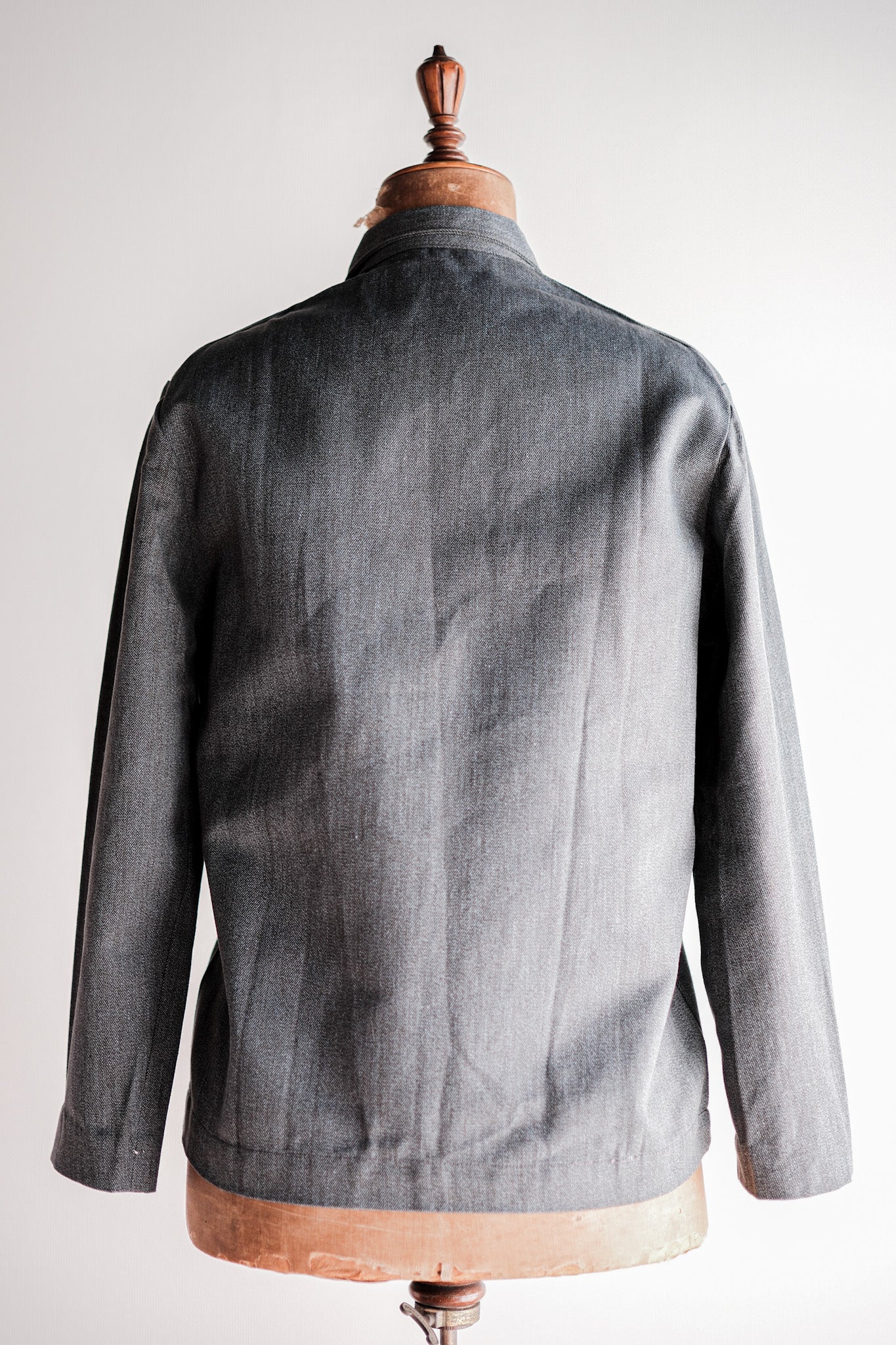 【~50's】Europe Vintage Salt & Pepper Cotton Smock "Dead Stock"