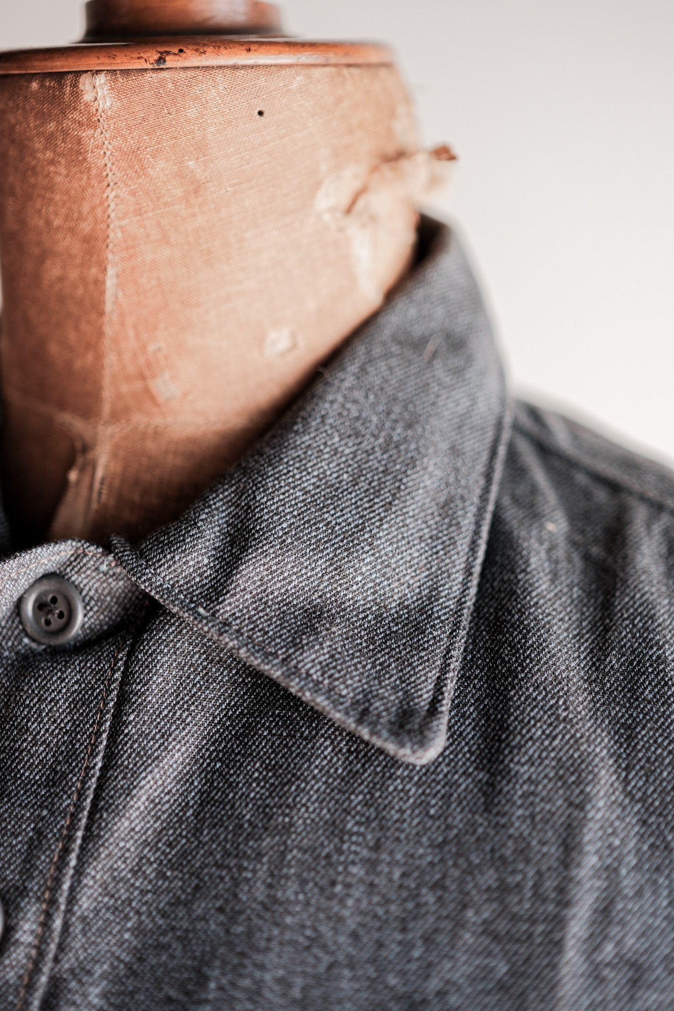 【~50's】Europe Vintage Salt & Pepper Cotton Smock "Dead Stock"