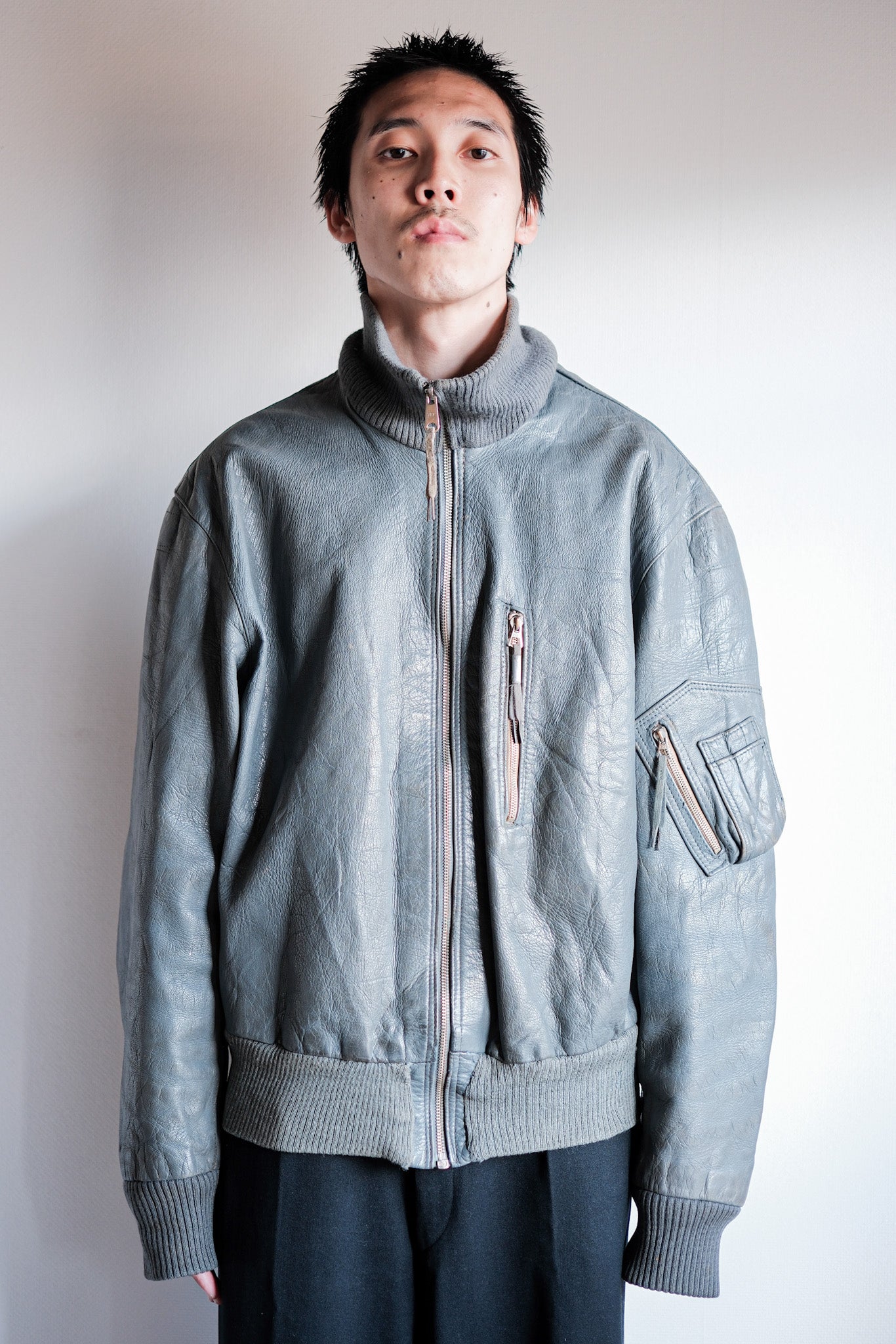 【~70’s】West German Air Force Pilot Leather Jacket Size.13