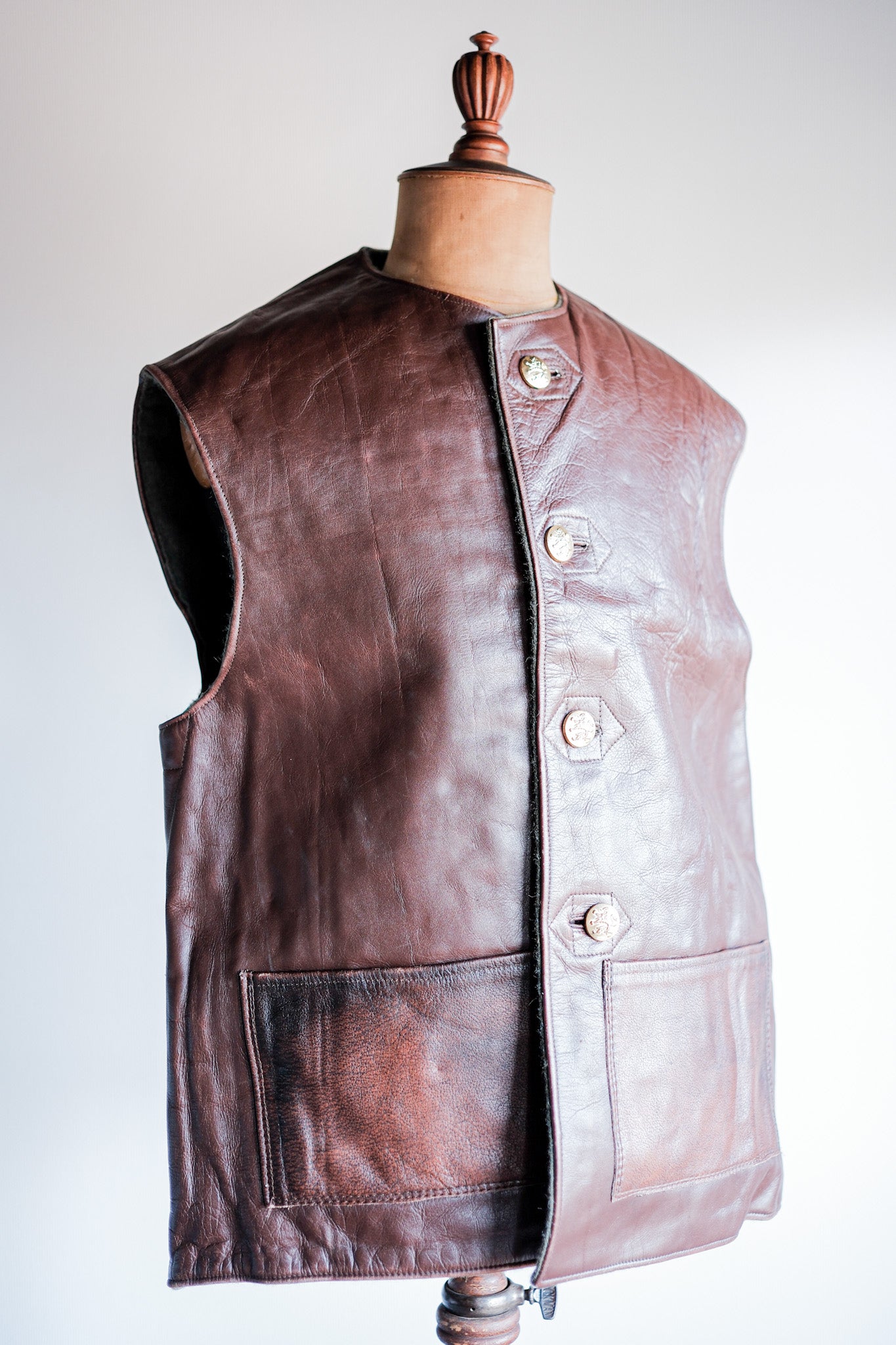 【~50's】Belgium Army Jerkin Leather Vest