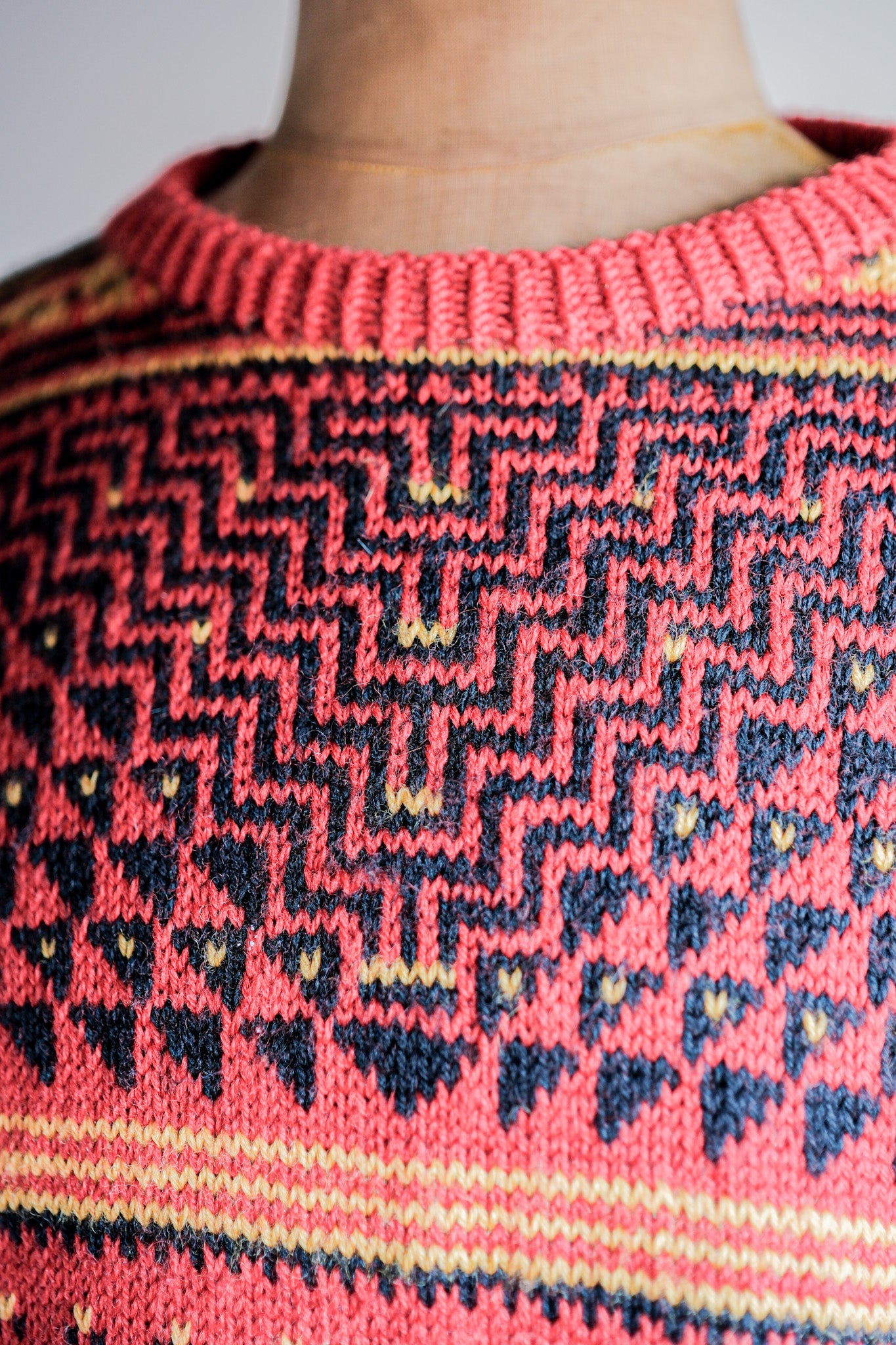 【~60's】British Vintage Fisherman Crew Neck Wool Jumper "Handmade"