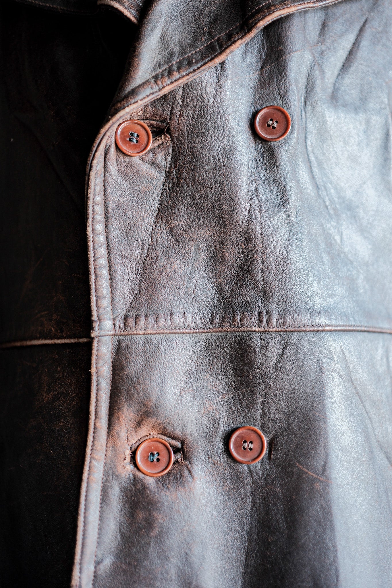 【~50's】French Army Motorcycle Leather Jacket Size.B2