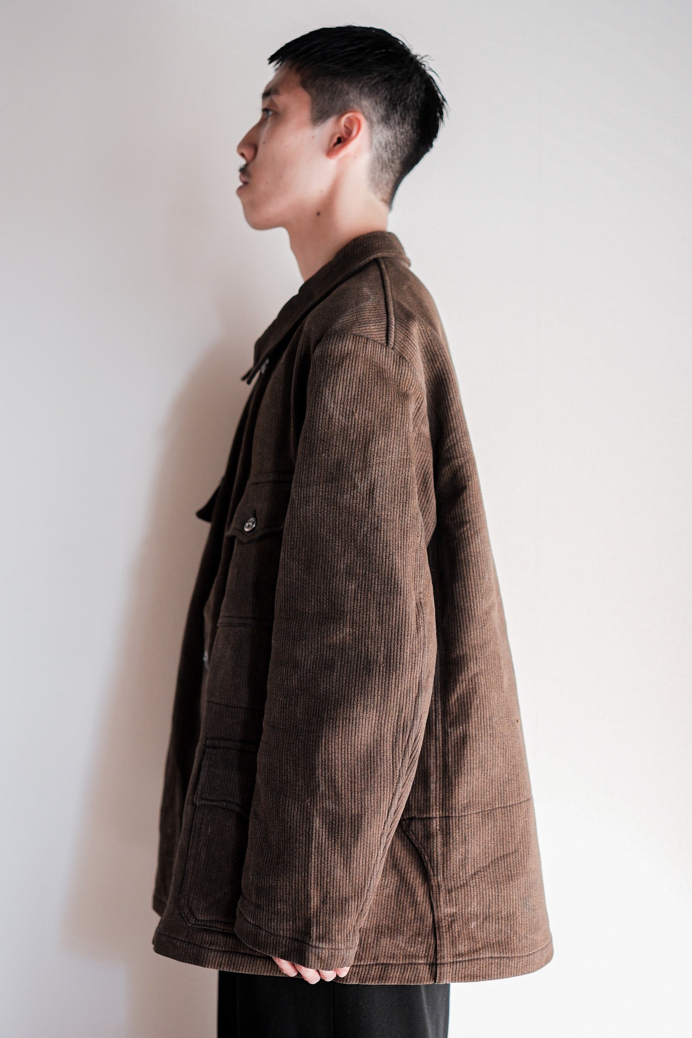 【~50's】French Vintage Brown Salt & Pepper Cotton Pique Hunting Jacket
