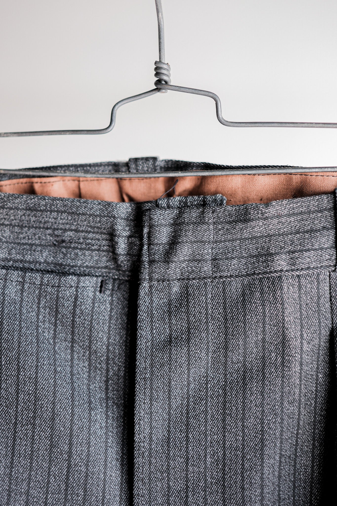 【~40's】French Vintage Salt & Pepper Cotton Striped Work Pants "Dead Stock"