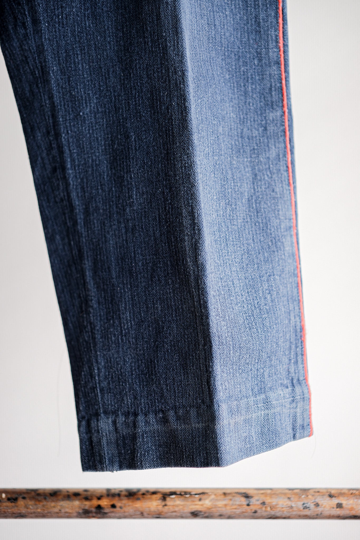 【Early 20th C】French Vintage Indigo HBT Linen Firefighter Trousers