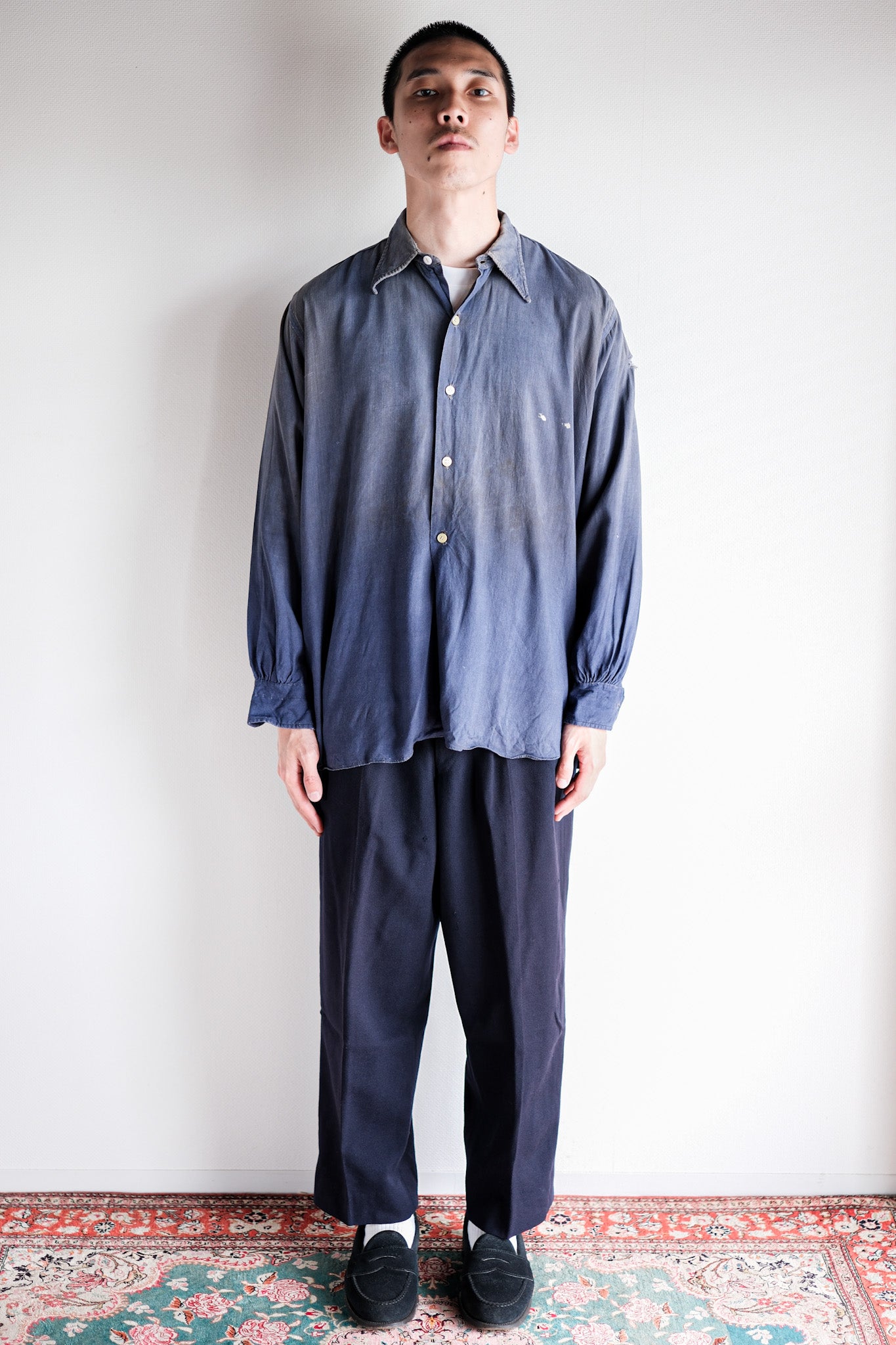 【~40’s】French Vintage Indigo Linen Work Shirt