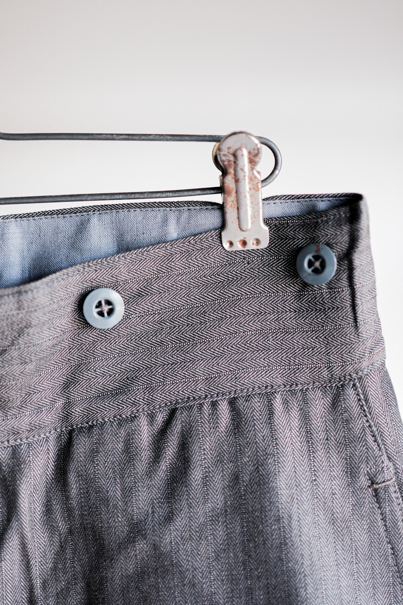 【~30's】French Vintage Salt & Pepper Cotton HBT Work Pants “Dead Stock”