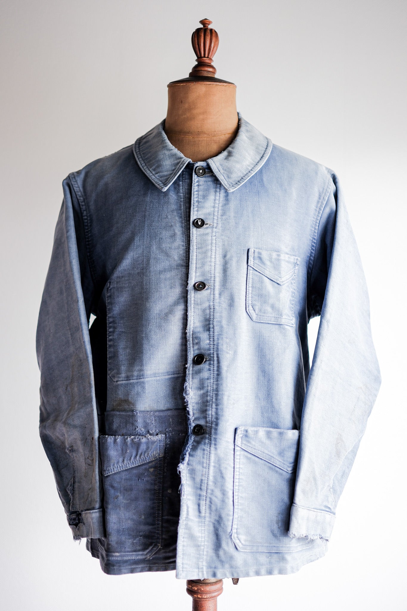 【~40's】French Vintage Blue Moleskin Work Jacket