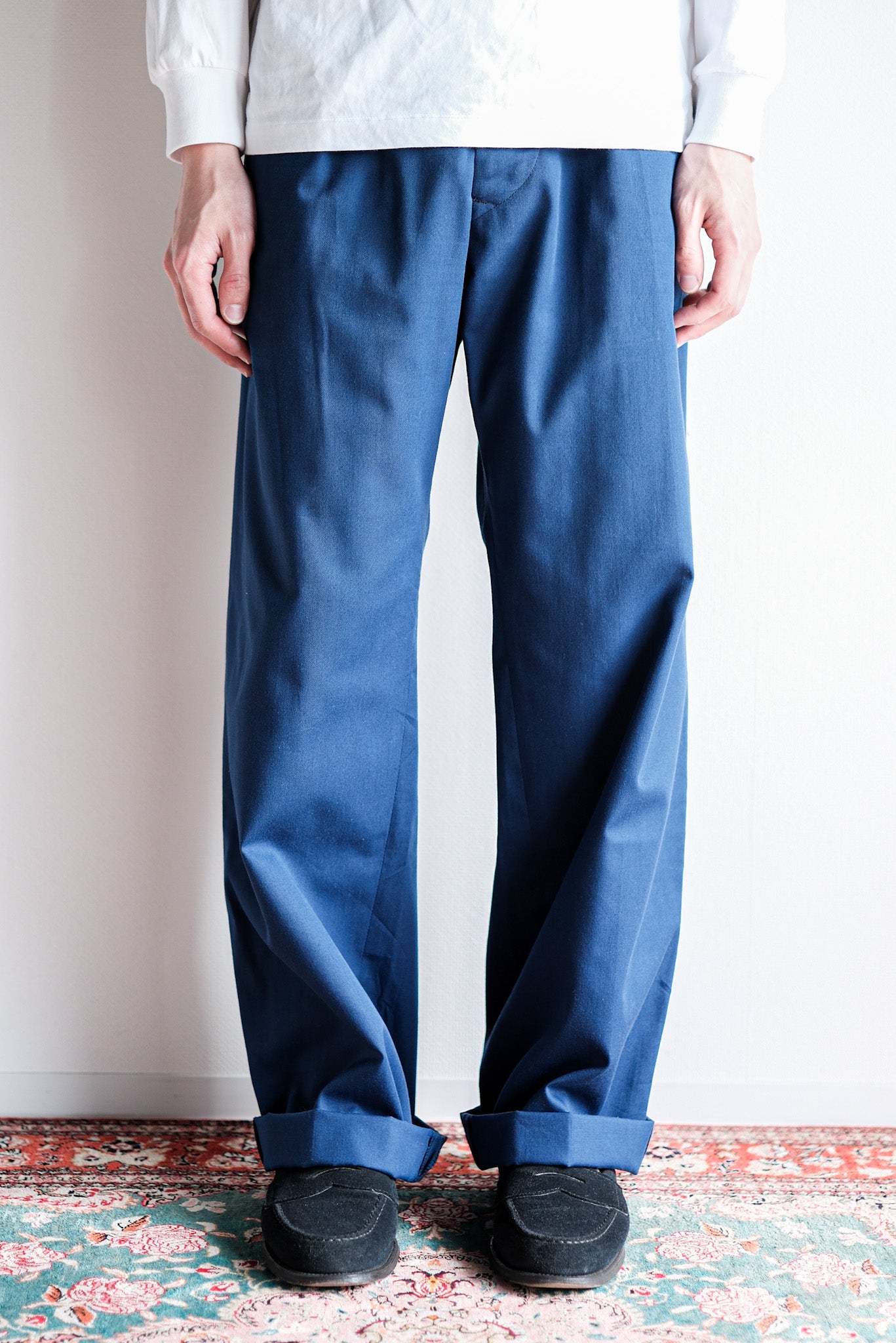 【~40's】British Vintage Blue Cotton Trousers "CC41" "Dead Stock"